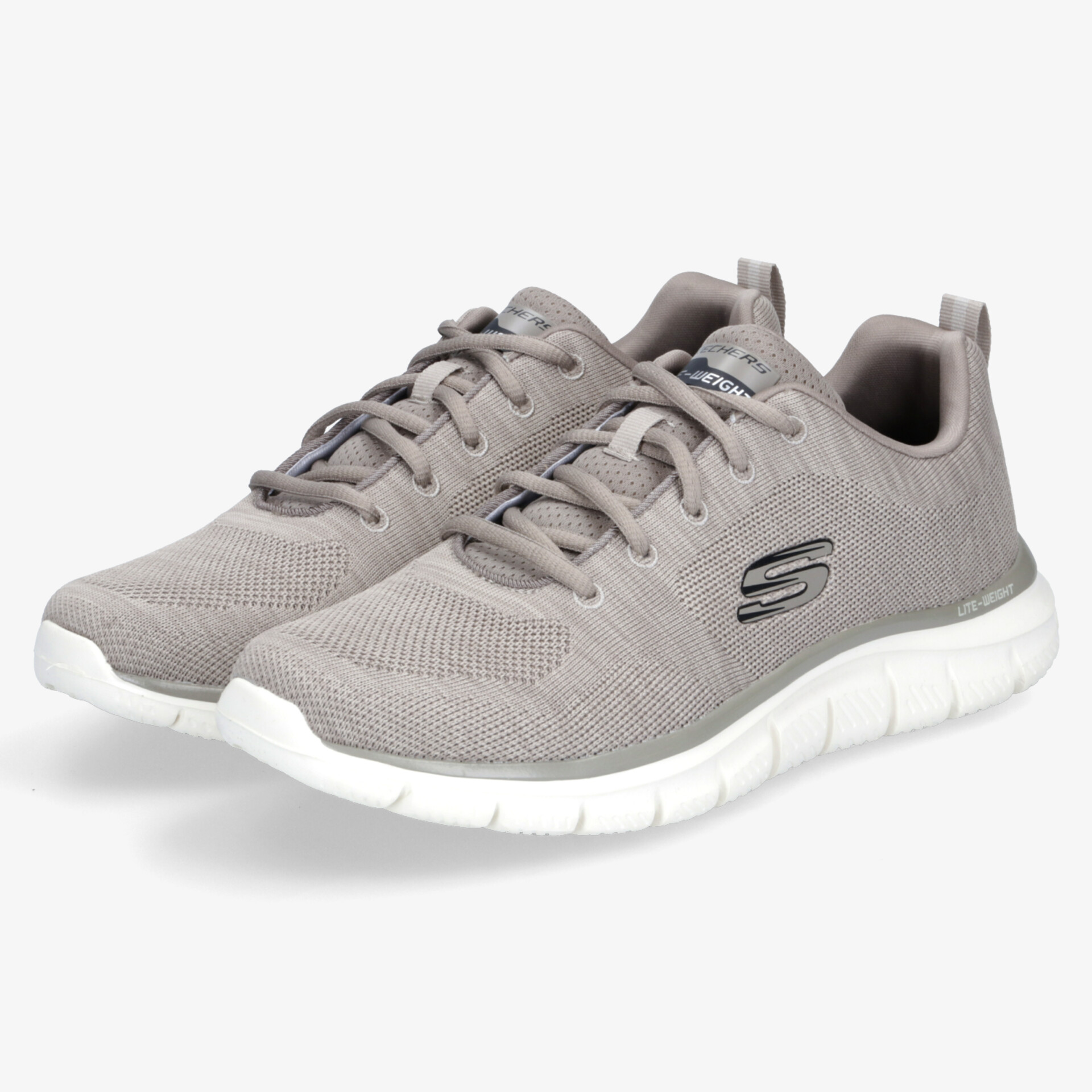 Leichter grauer Sportschuh mit atmungsaktivem Material und flexibler weißer Sohle, bequem und vielseitig