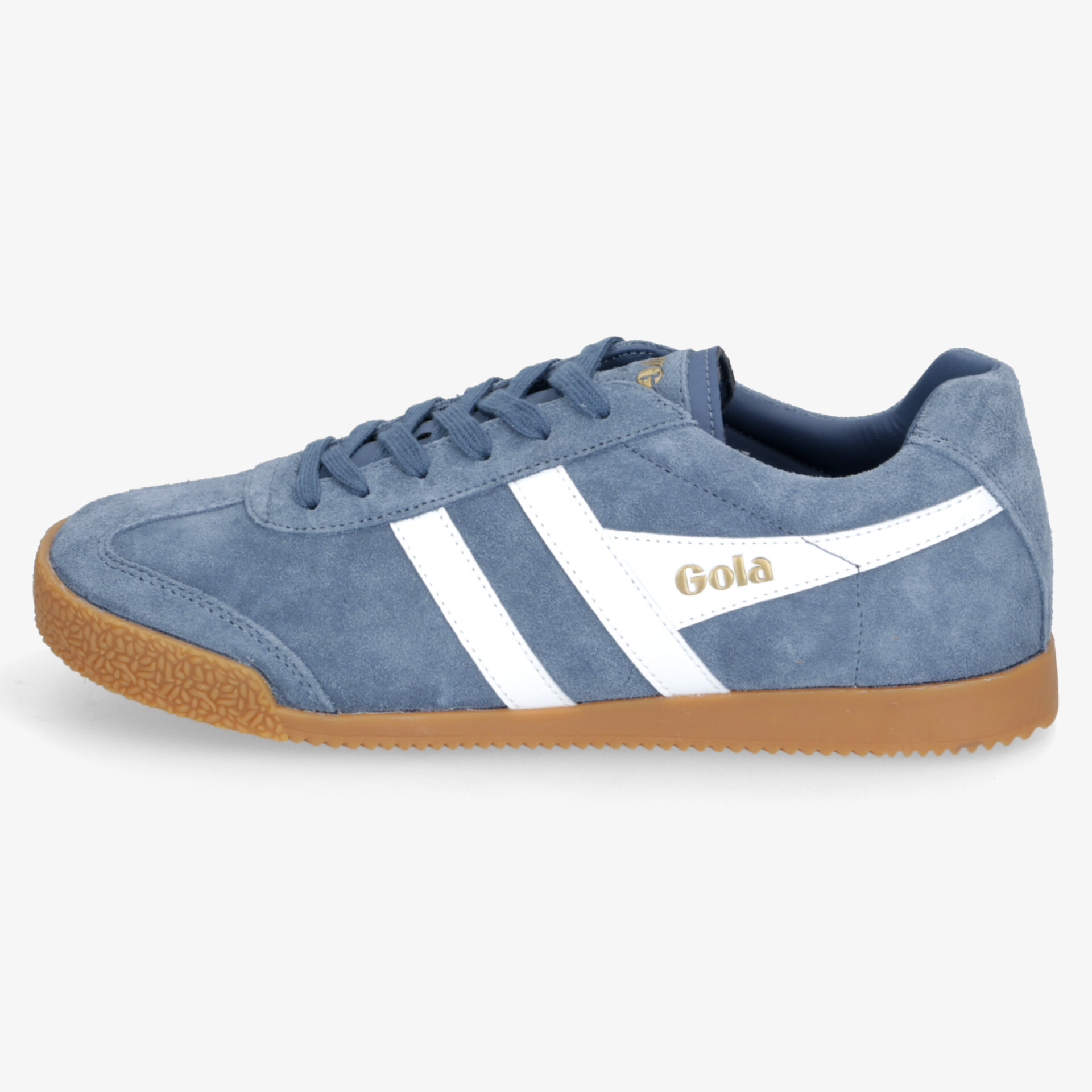 Blauer Sportschuh mit weißen Streifen und rutschfester Gummisohle, komfortabel und robust für vielfältige Aktivitäten