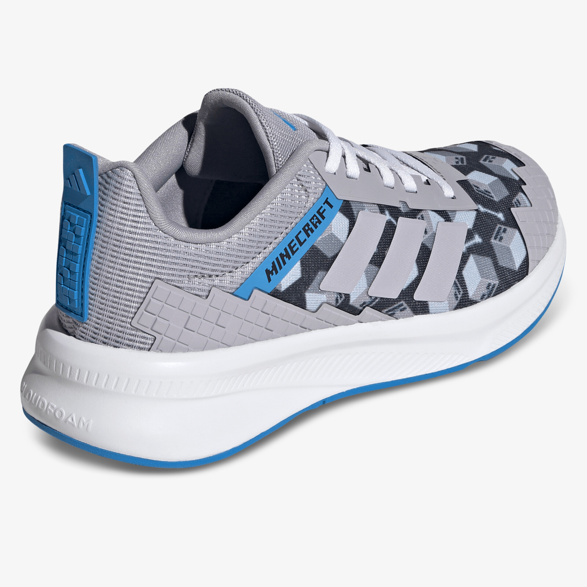 Leichter und atmungsaktiver Laufschuh mit gepolsterter Sohle und sportlichem Design in Grau mit blauen Akzenten