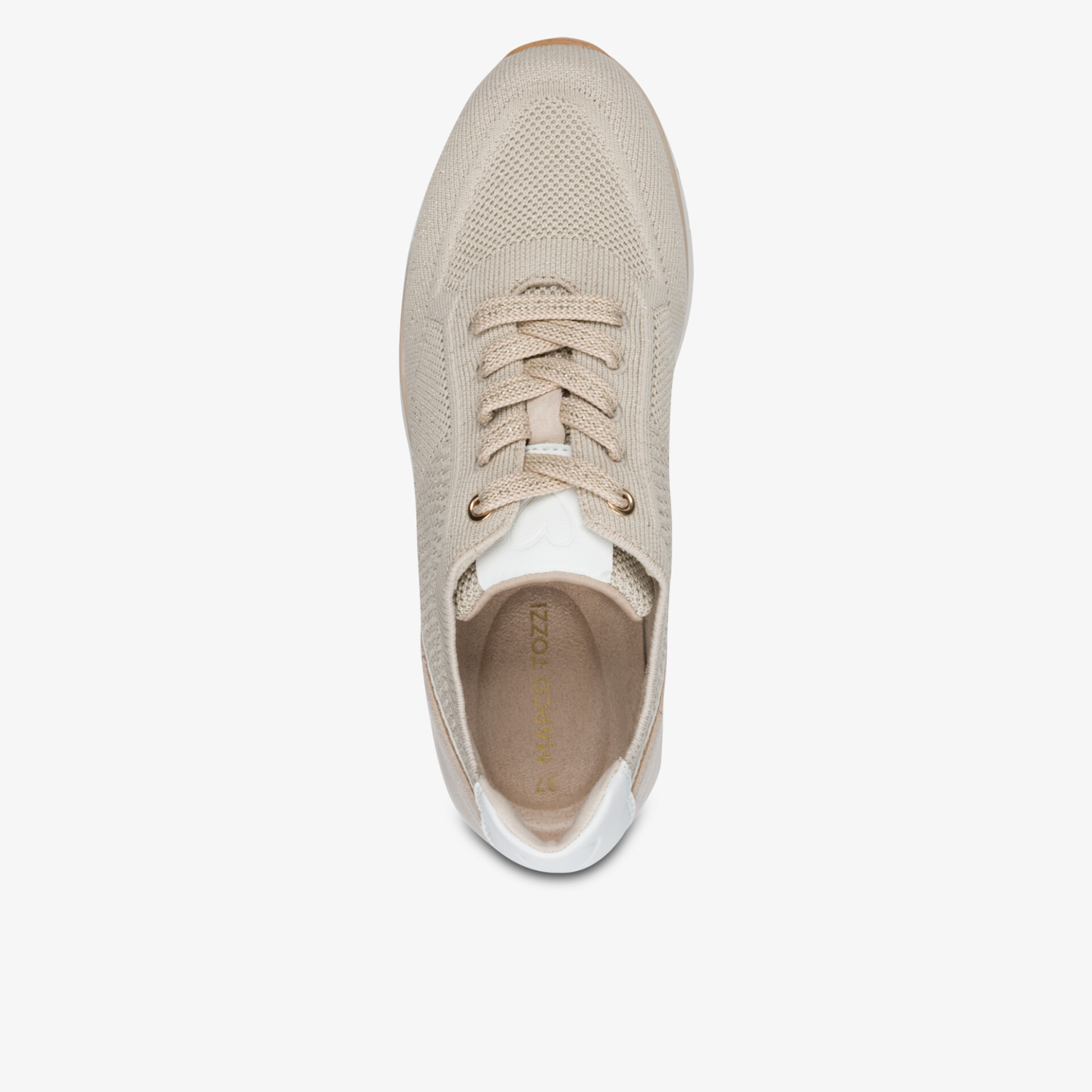 Bequemer sneaker mit atmungsaktivem material und schnürverschluss in sportlichem beige