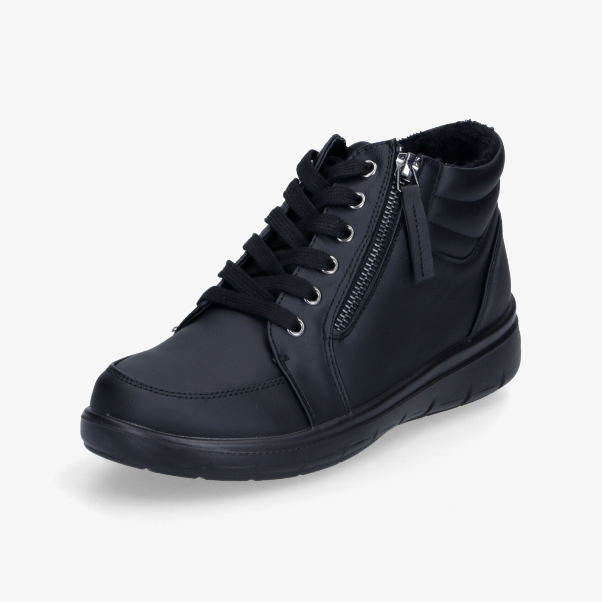 Robuster, bequem gefütterter Schuh mit Reißverschluss und Schnürung für sicheren Halt und rutschfeste Sohle