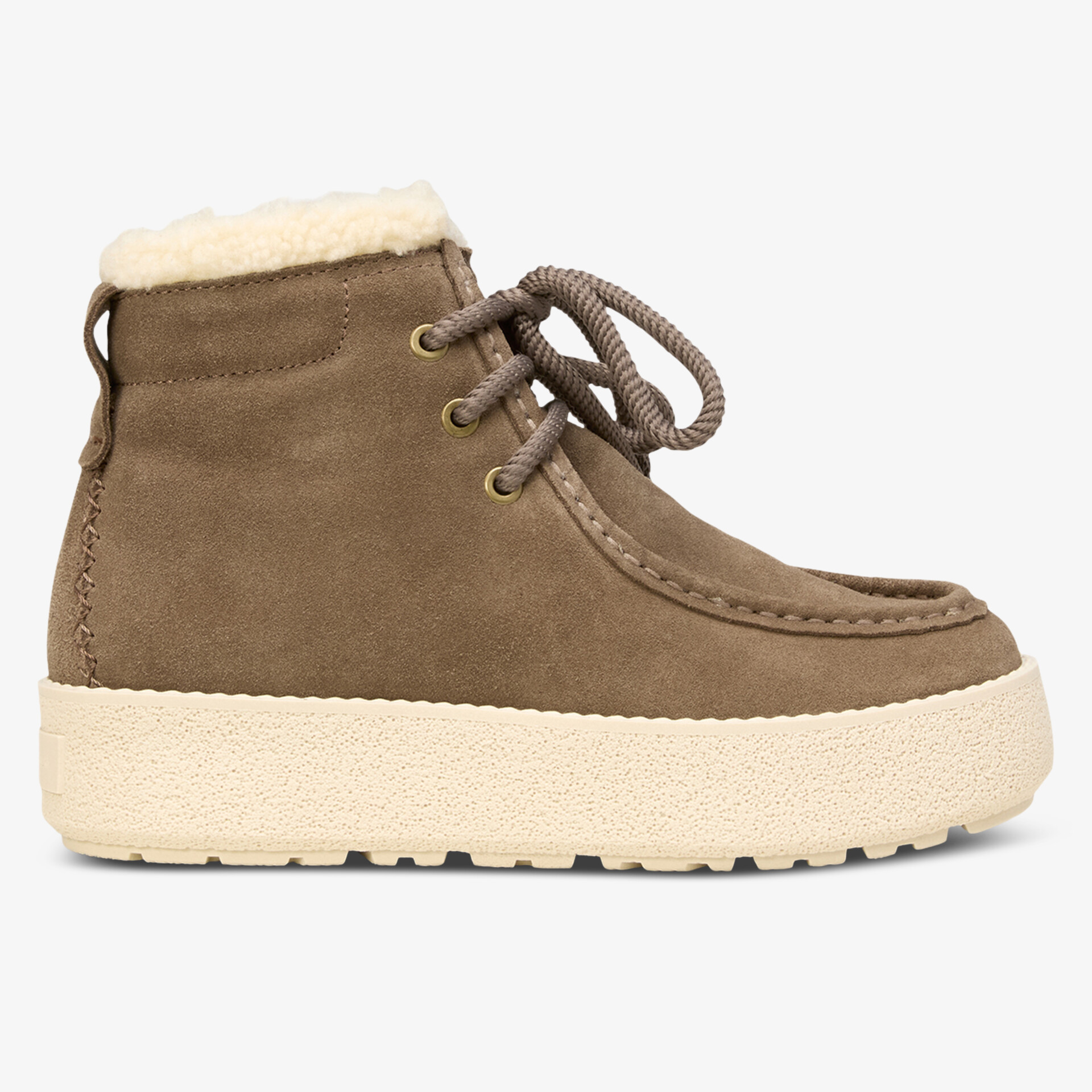 Wasserdichter Schuh mit warmem Futter und rutschfester Sohle, seitliche Ansicht für bequemen und robusten Tragekomfort