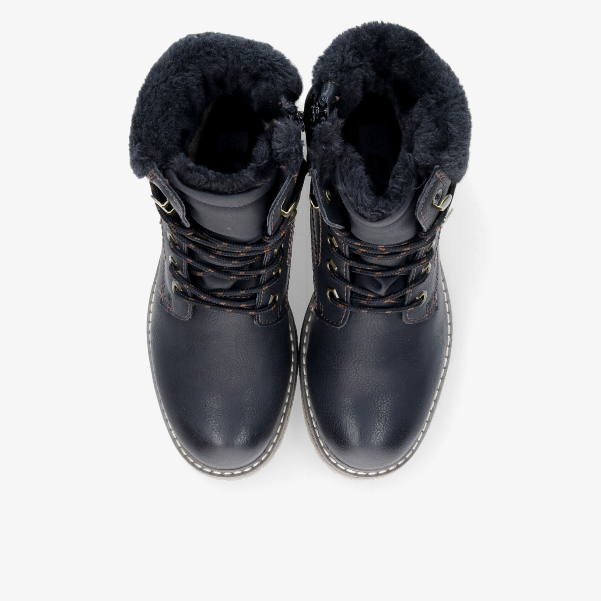 Wärmende schwarze Winterstiefel mit flauschigem Innenfutter und robuster Schnürung für optimalen Komfort