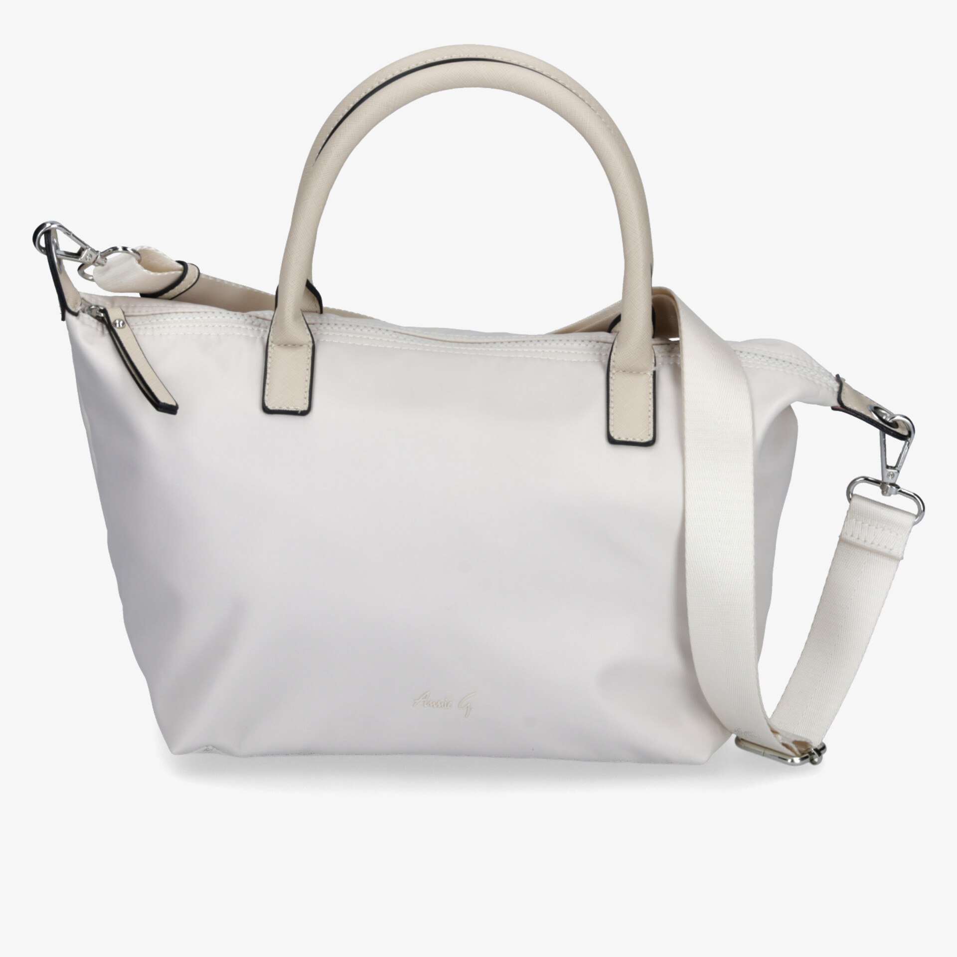 Elegante weiße Handtasche mit praktischem Schulterriemen, ideal für den täglichen Gebrauch oder besondere Anlässe.
