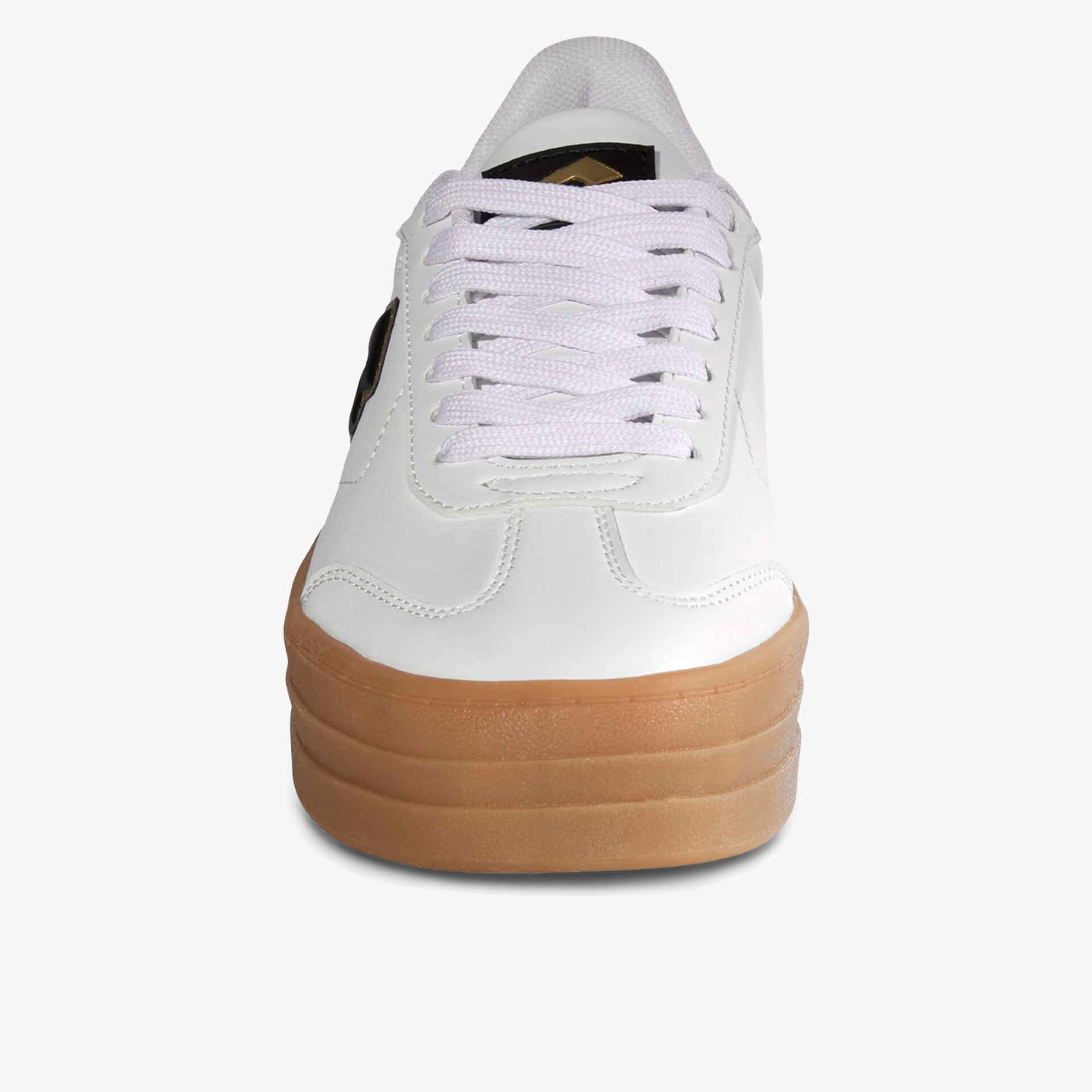 Moderner weißer Sneaker mit Plateau und Schnürsenkeln, ideal für stilvolle Auftritte