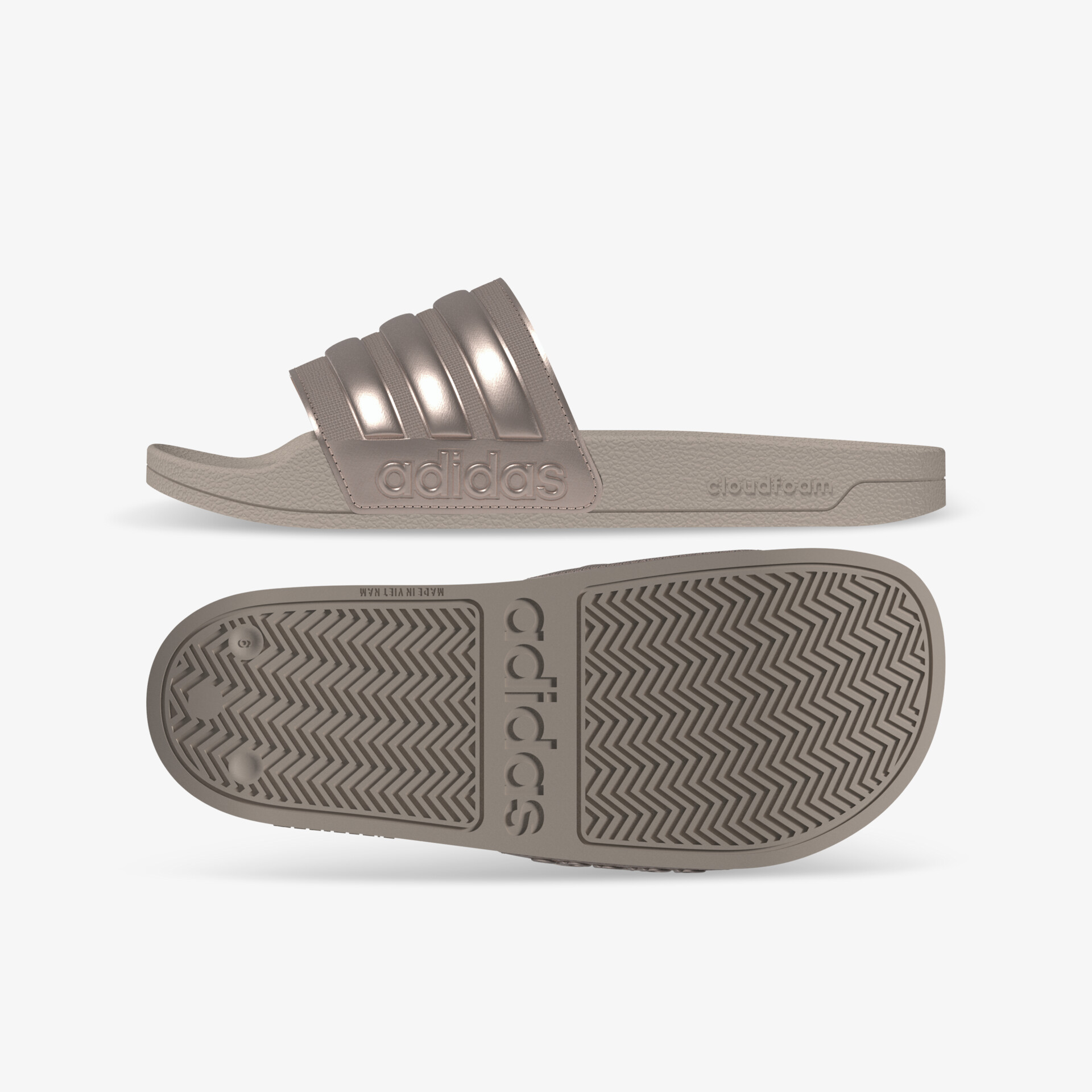 Graue Adidas Badelatschen mit rutschfester Sohle, leichter Konstruktion und bequemem offenem Design