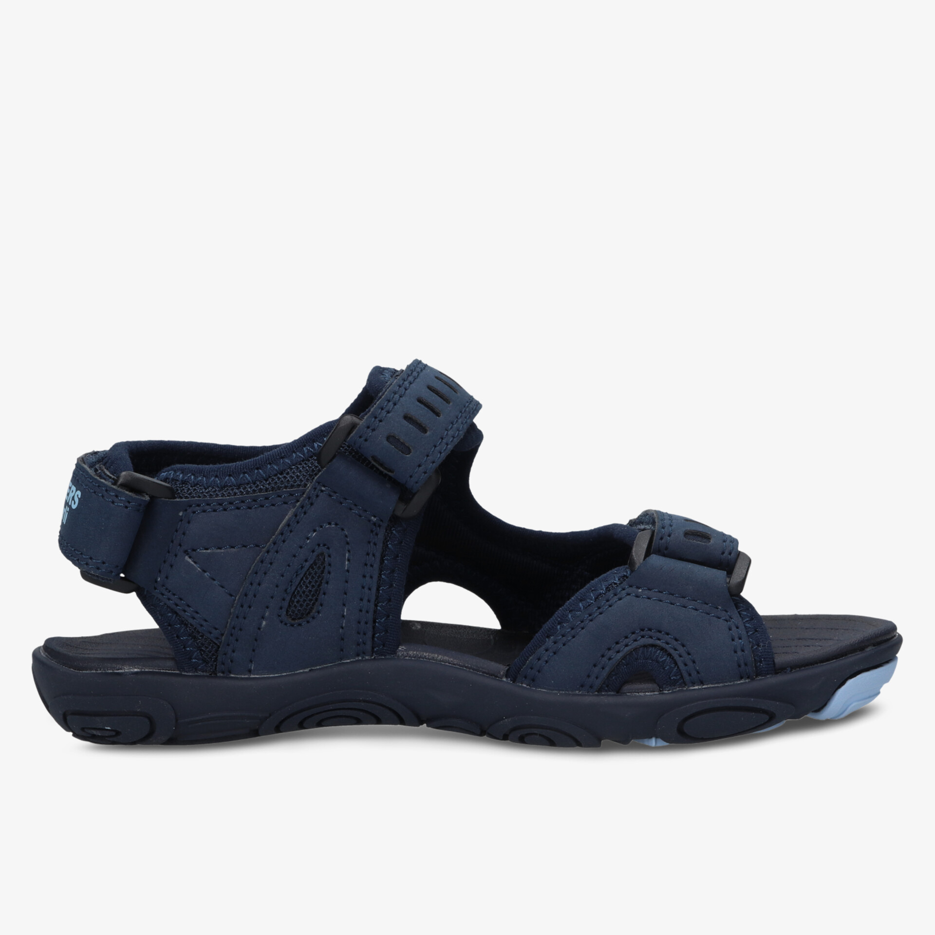 Seitenansicht bequemer, verstellbarer Sandale mit gepolstertem Fußbett und rutschfester Sohle