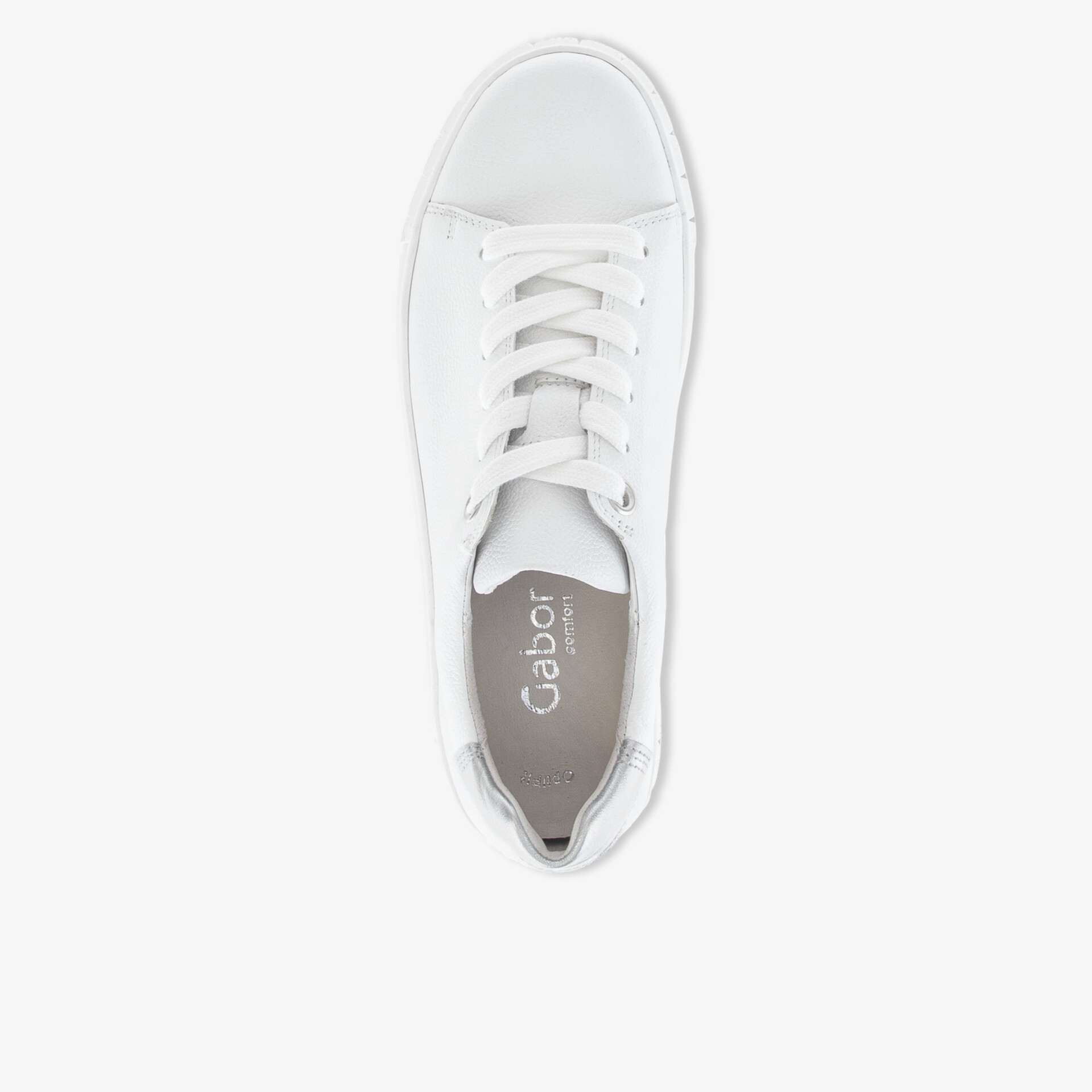 Elegante weiße Lederschuhe von Gabor mit klassischer Schnürung und bequemem Tragekomfort.