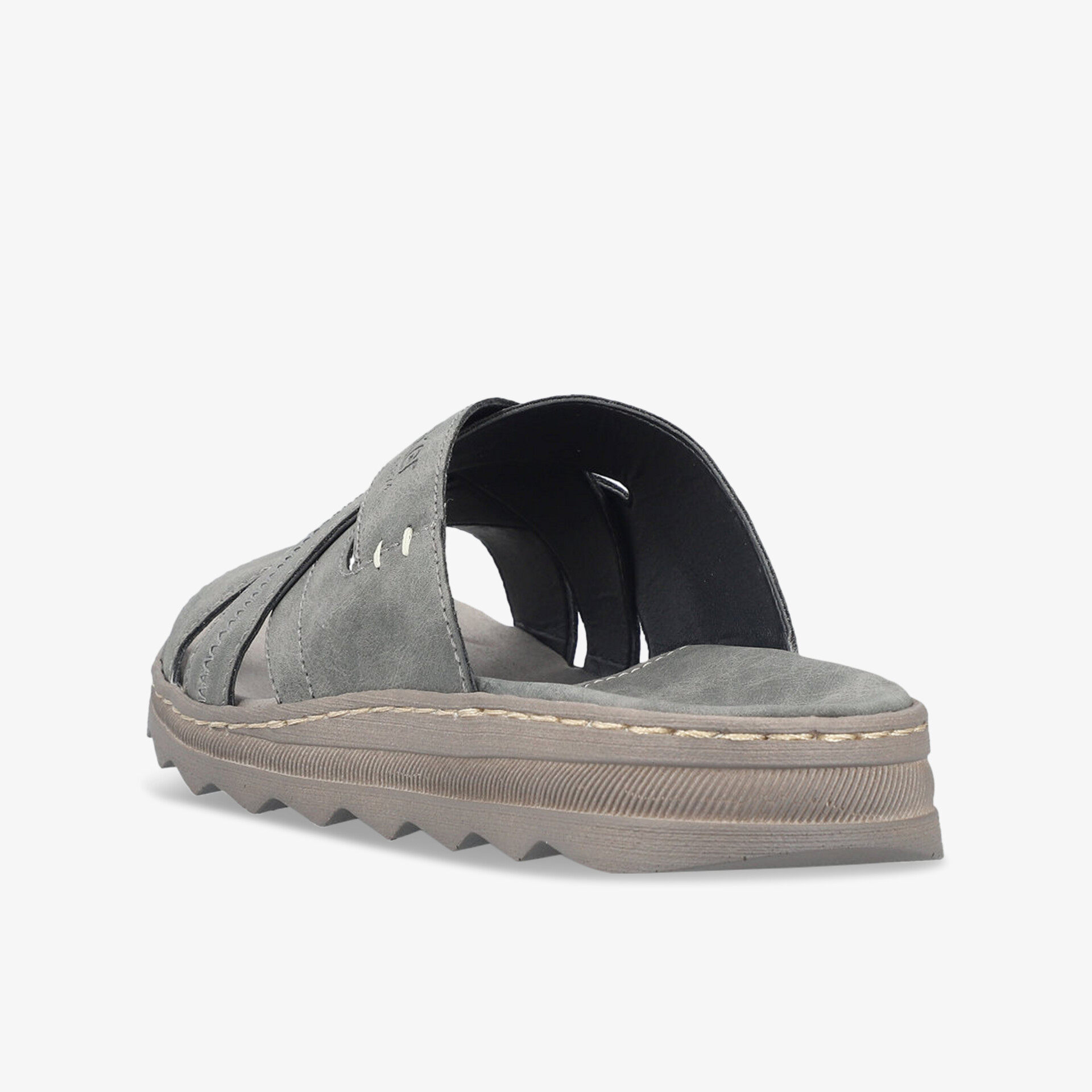 Moderne graue Pantoffel mit robustem Material und rutschfester Sohle, bequem und leicht getragen