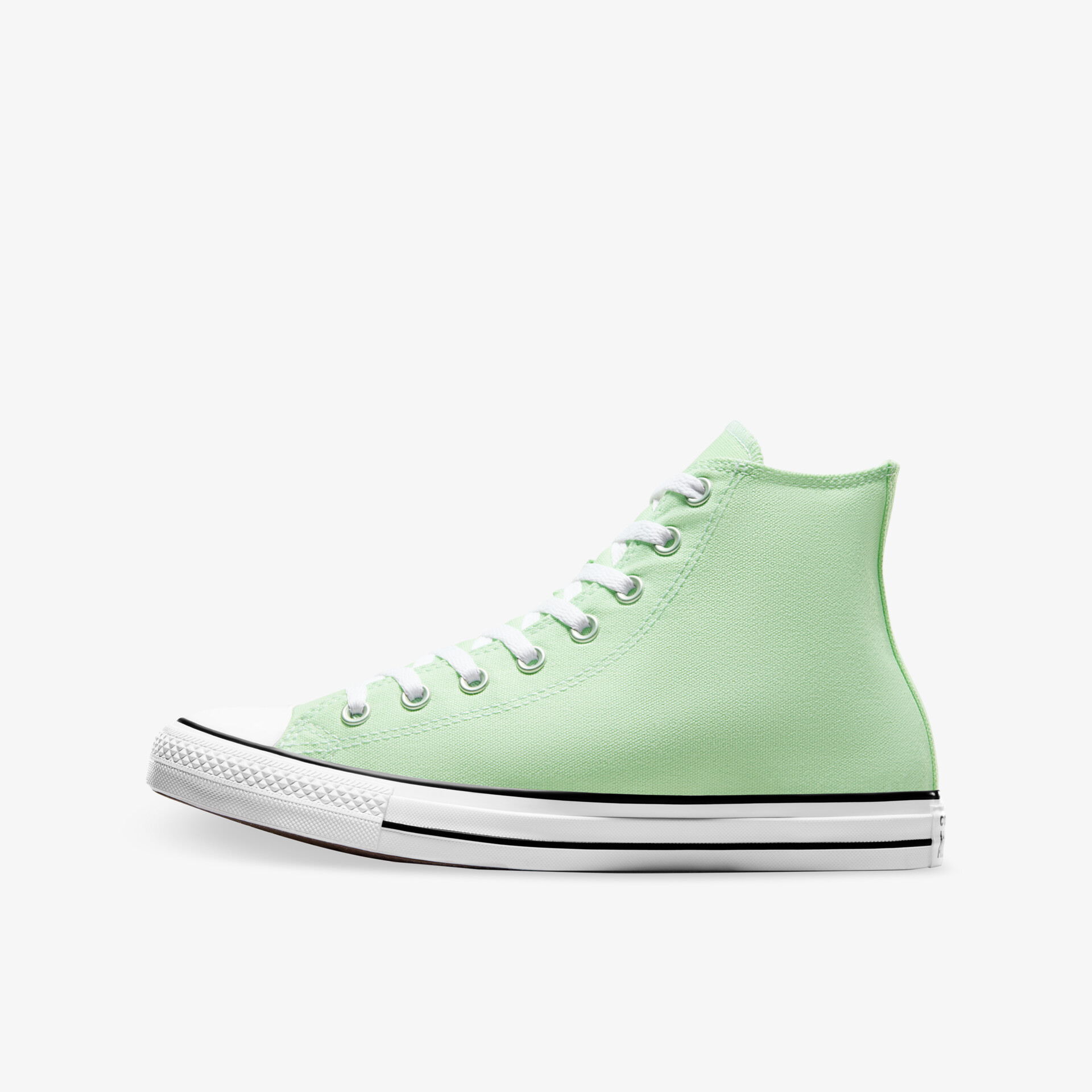 Mintgrüner High-Top Sneaker in seitlicher Ansicht, leichter und bequemer Schuh mit flexiblem Design