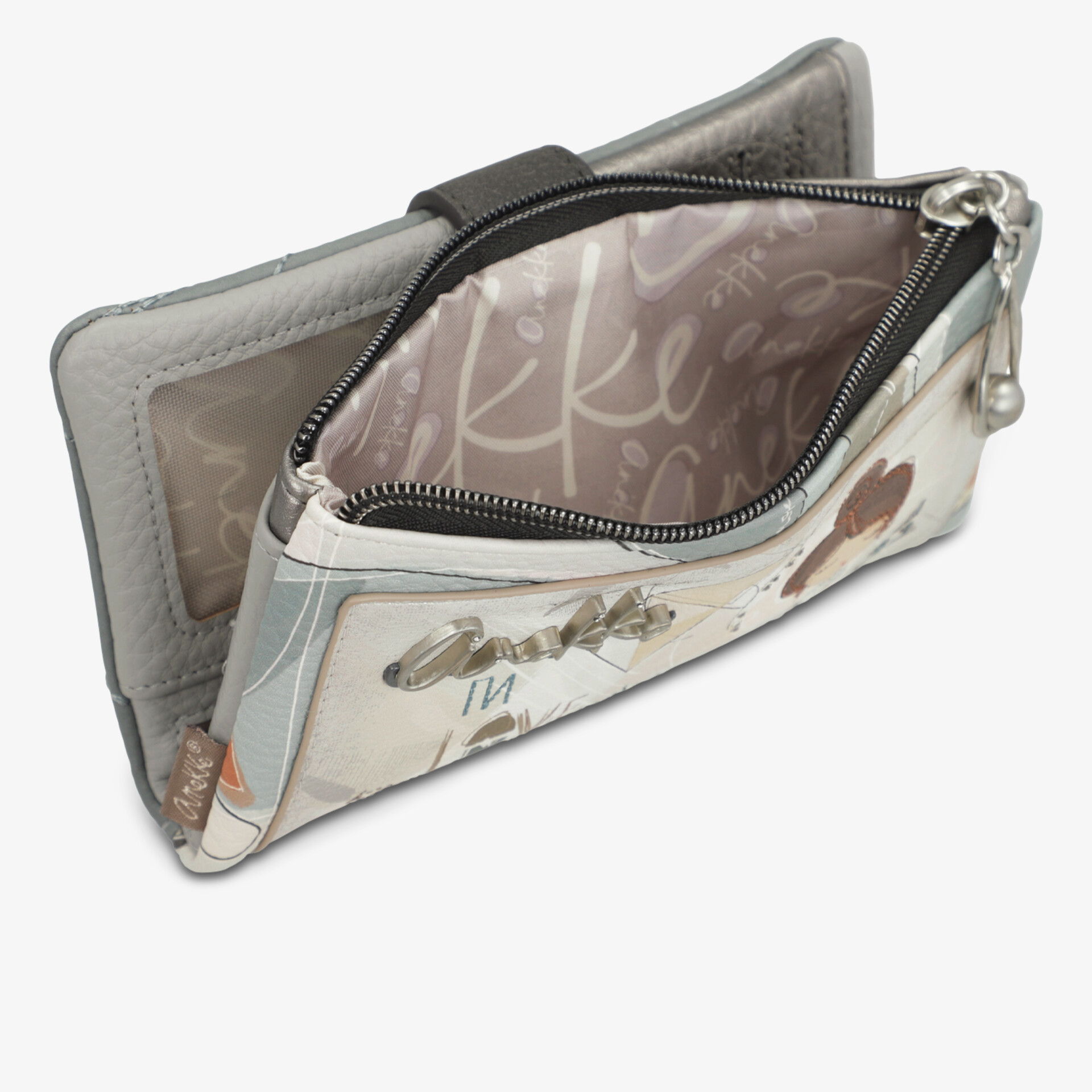 Kompakte Geldbörse mit Reißverschluss und transparentem Fach für Sichtkarte, ideal für Organisation und Schutz