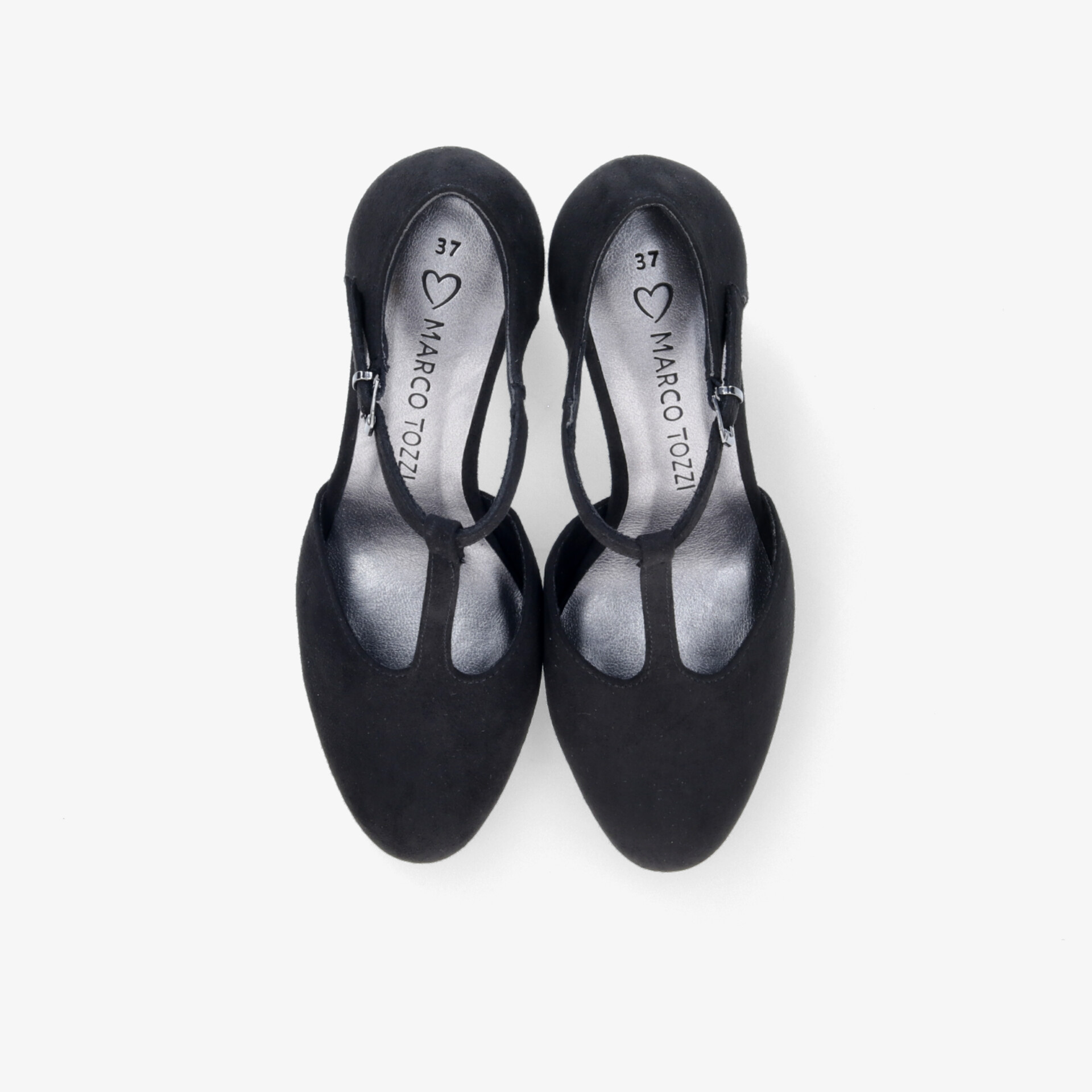 Schwarze T-Riemen Absatzschuhe mit geschlossener Spitze und eleganter Form, bequem und hochwertig verarbeitet