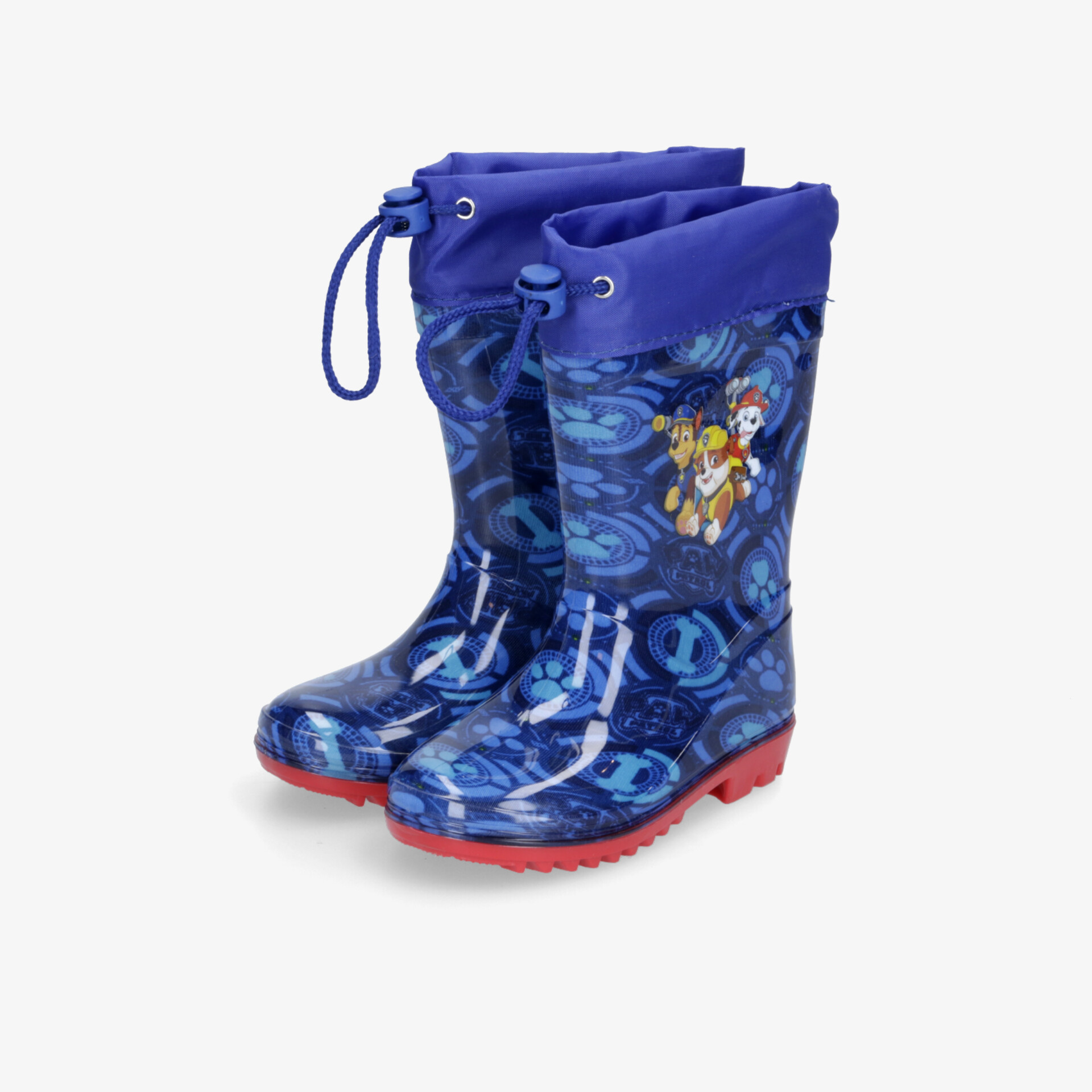 Blaue wasserdichte Gummistiefel mit rutschfester Sohle und verstellbarem Kordelverschluss für sicheren Halt und Komfort