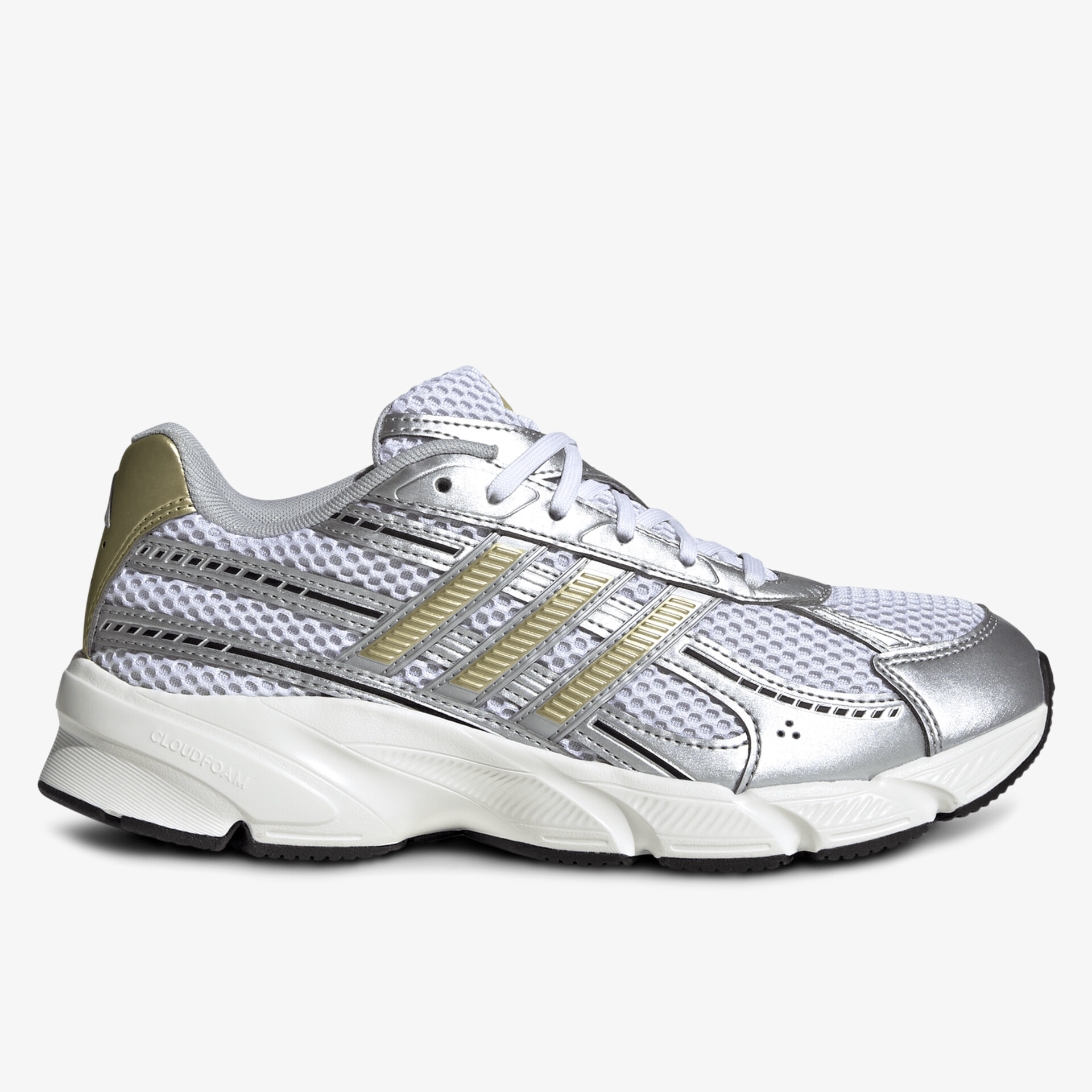 Sportlicher, leichter silberner Sneaker mit atmungsaktivem Mesh und bequemer Passform für den Alltag