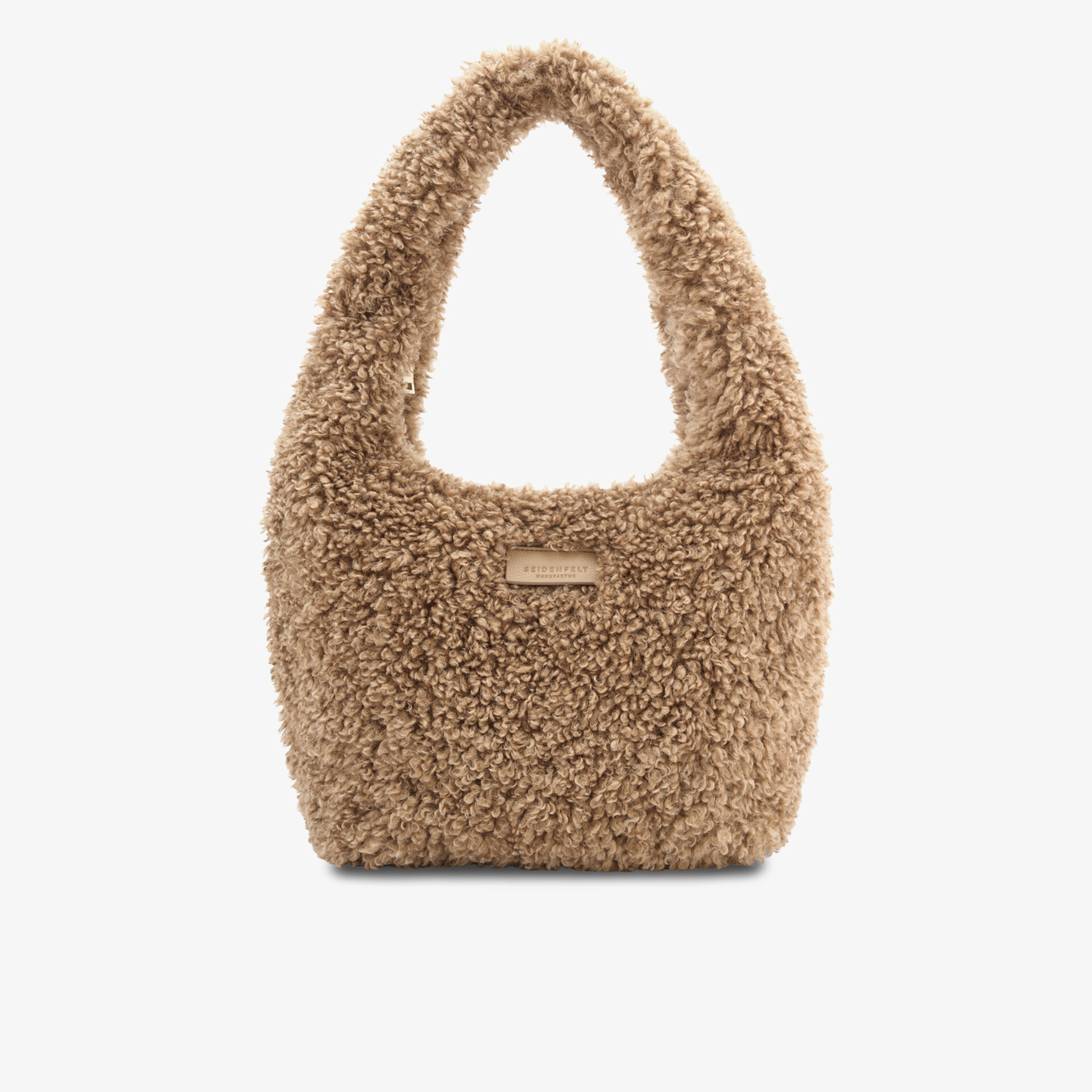 Weiche und stylische braune kuschelige Handtasche mit bequemem Tragegriff