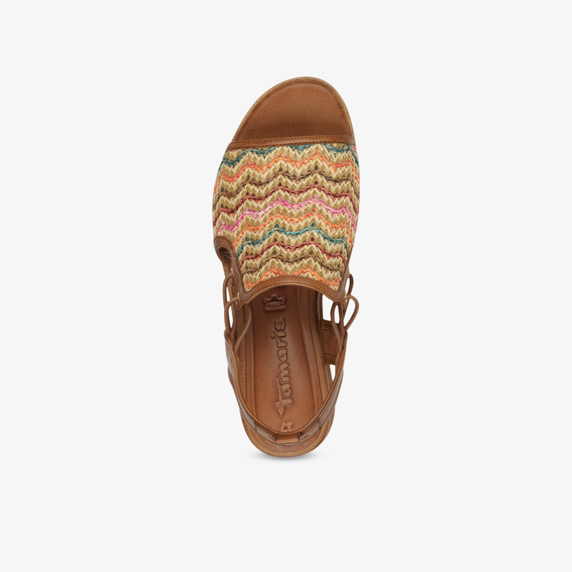 Bequeme Sandale mit buntem, luftdurchlässigem Stoff und verstellbarem Verschluss in sommerlichem Design