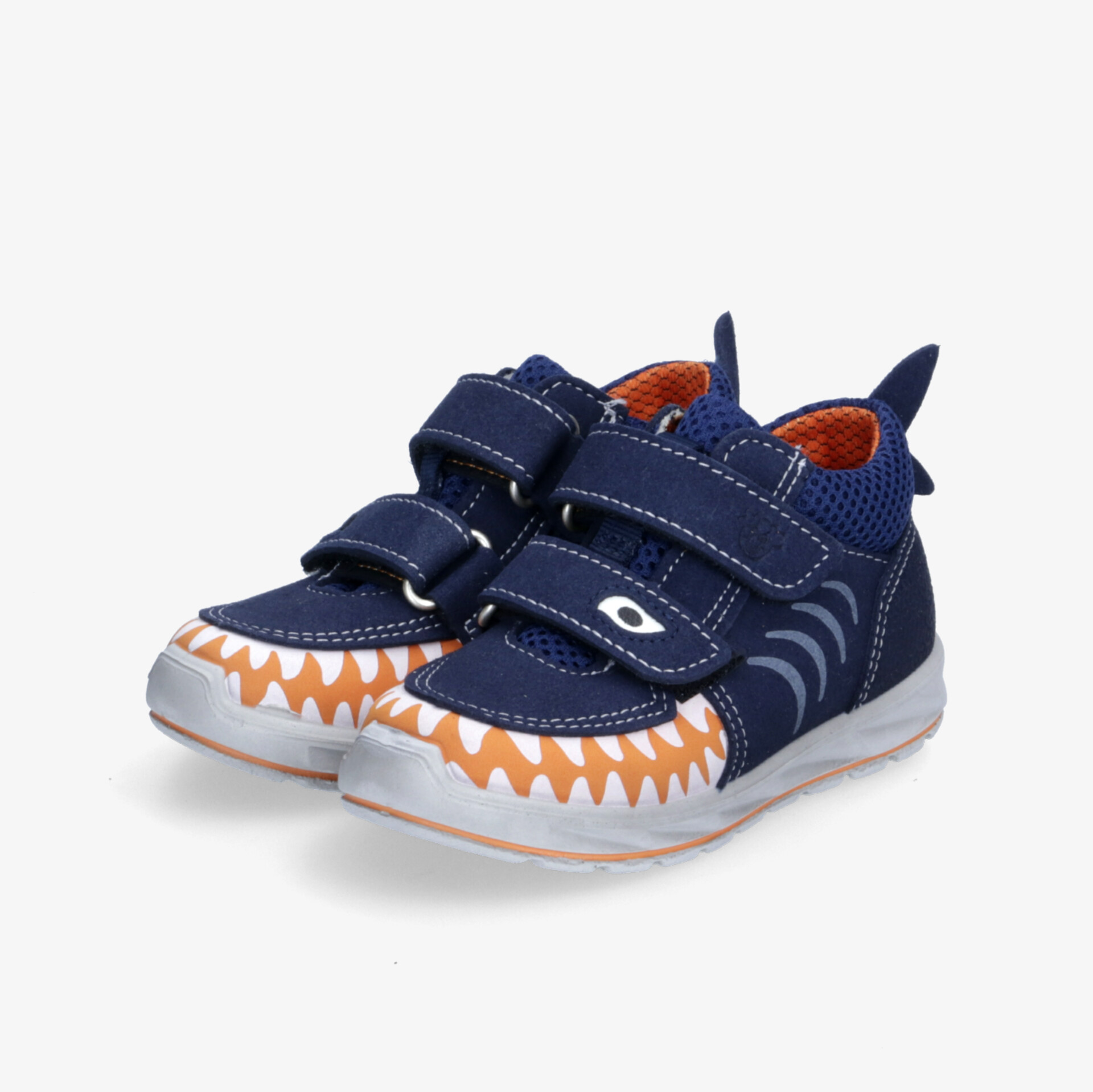 Stylische Kinderschuhe mit Dinosaurier-Design und Klettverschluss, ideal für Spiel und Alltag.