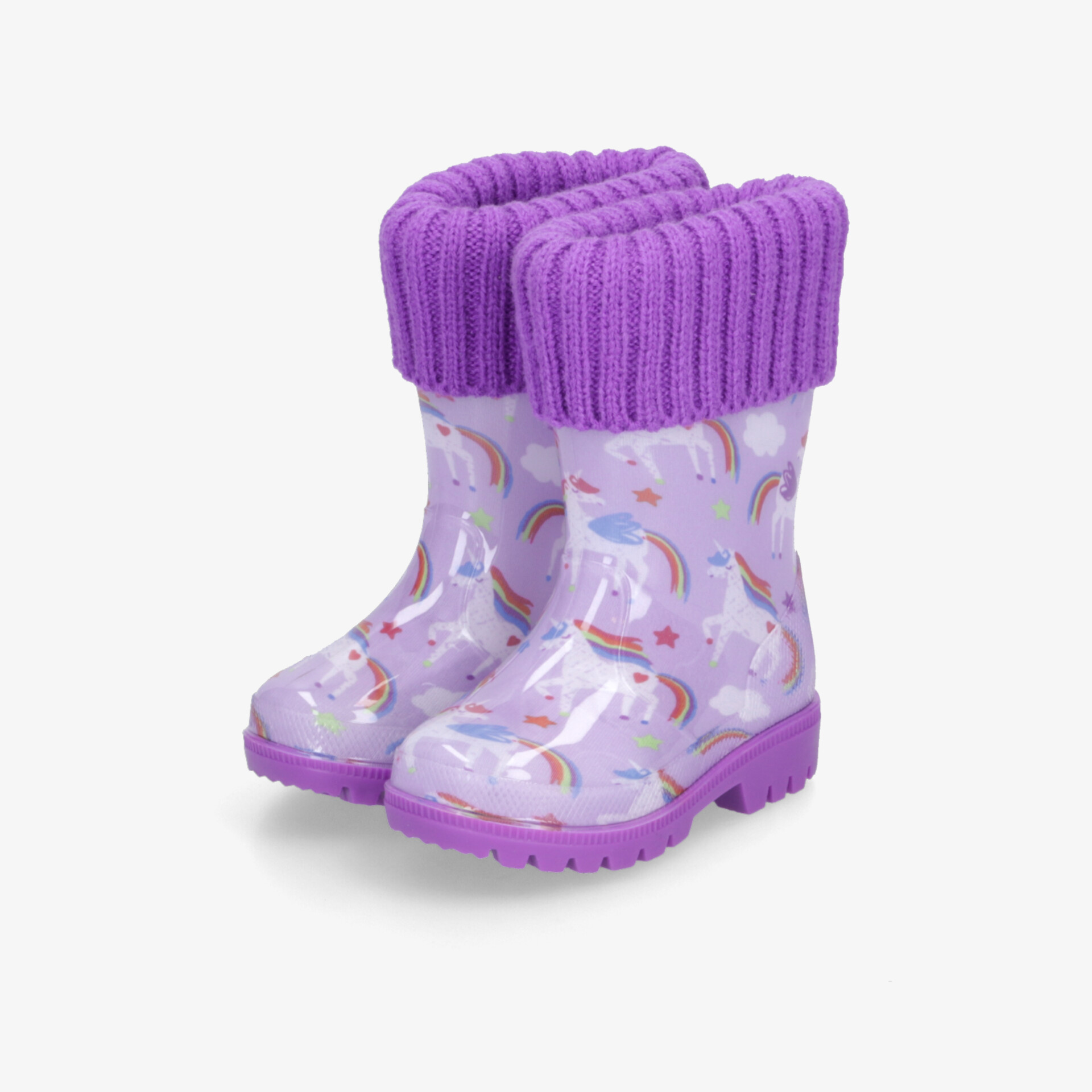 Wasserdichte lila Regenstiefel mit rutschfester Sohle und warm gefüttertem Bündchen für sicheren Komfort