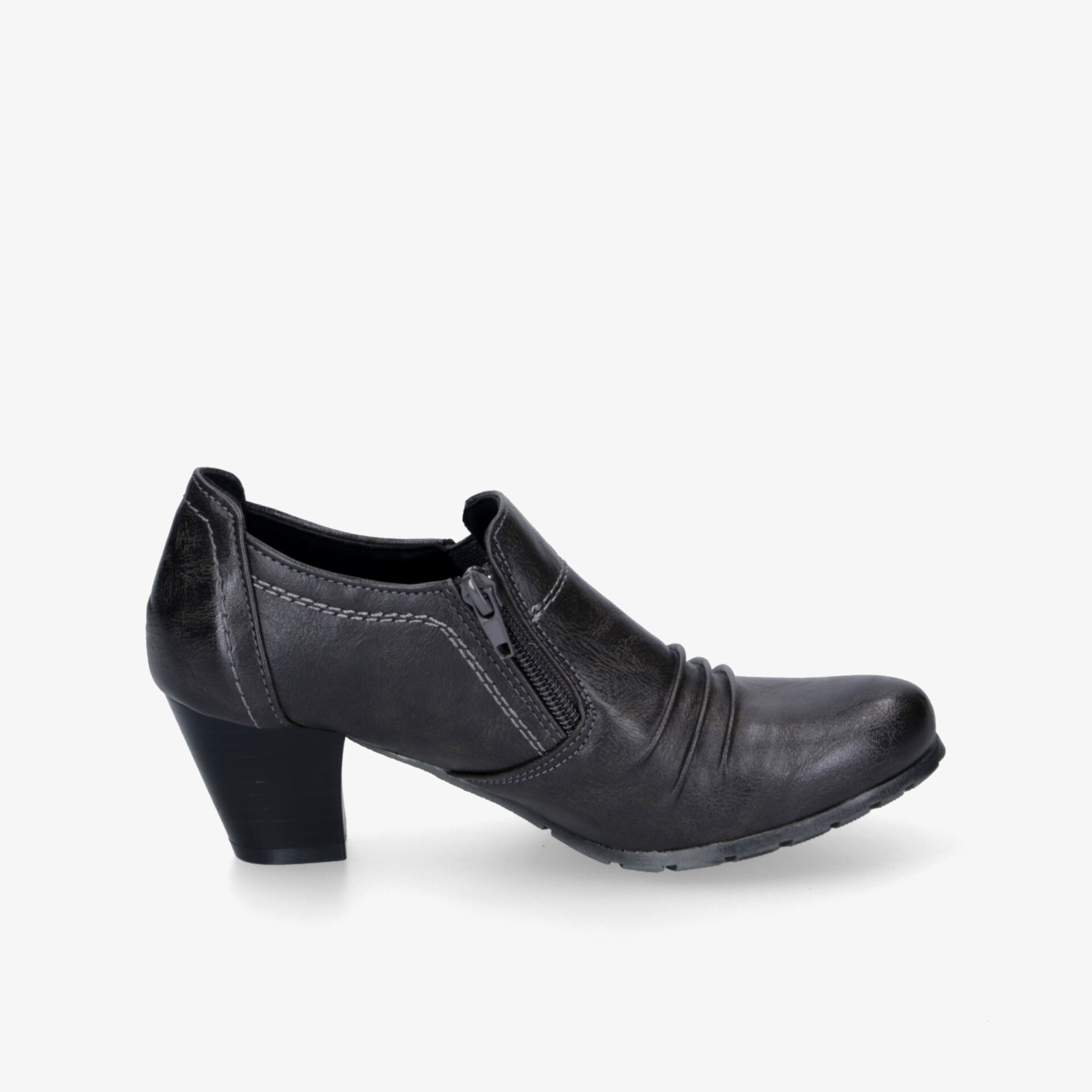 Elegante schwarze Stiefelette mit Absatz, bequemer Schnitt und Reißverschluss, Detailreiche Nahtführung