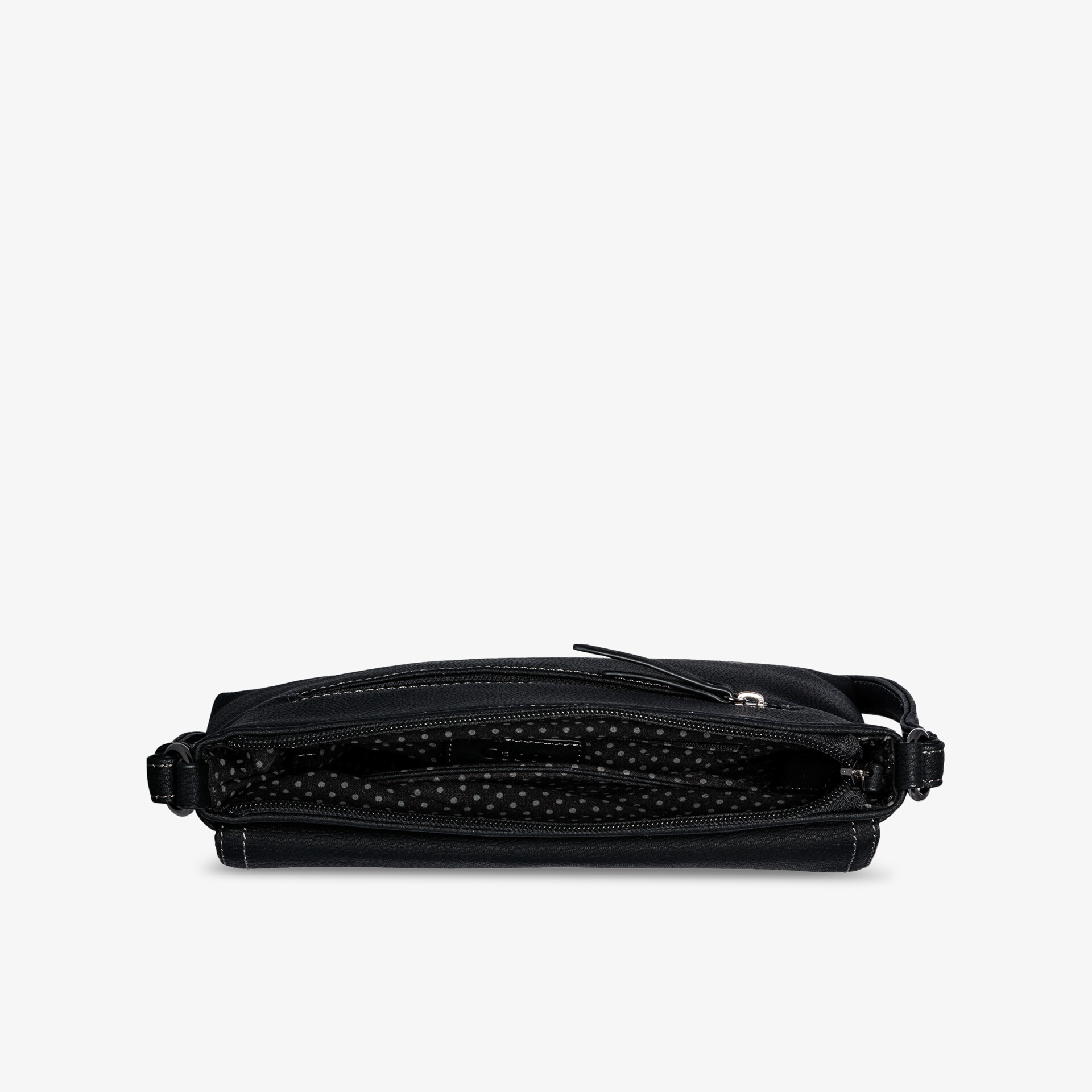 Elegante schwarze Tasche mit mehreren Fächern für optimale Organisation und vielseitige Nutzung.