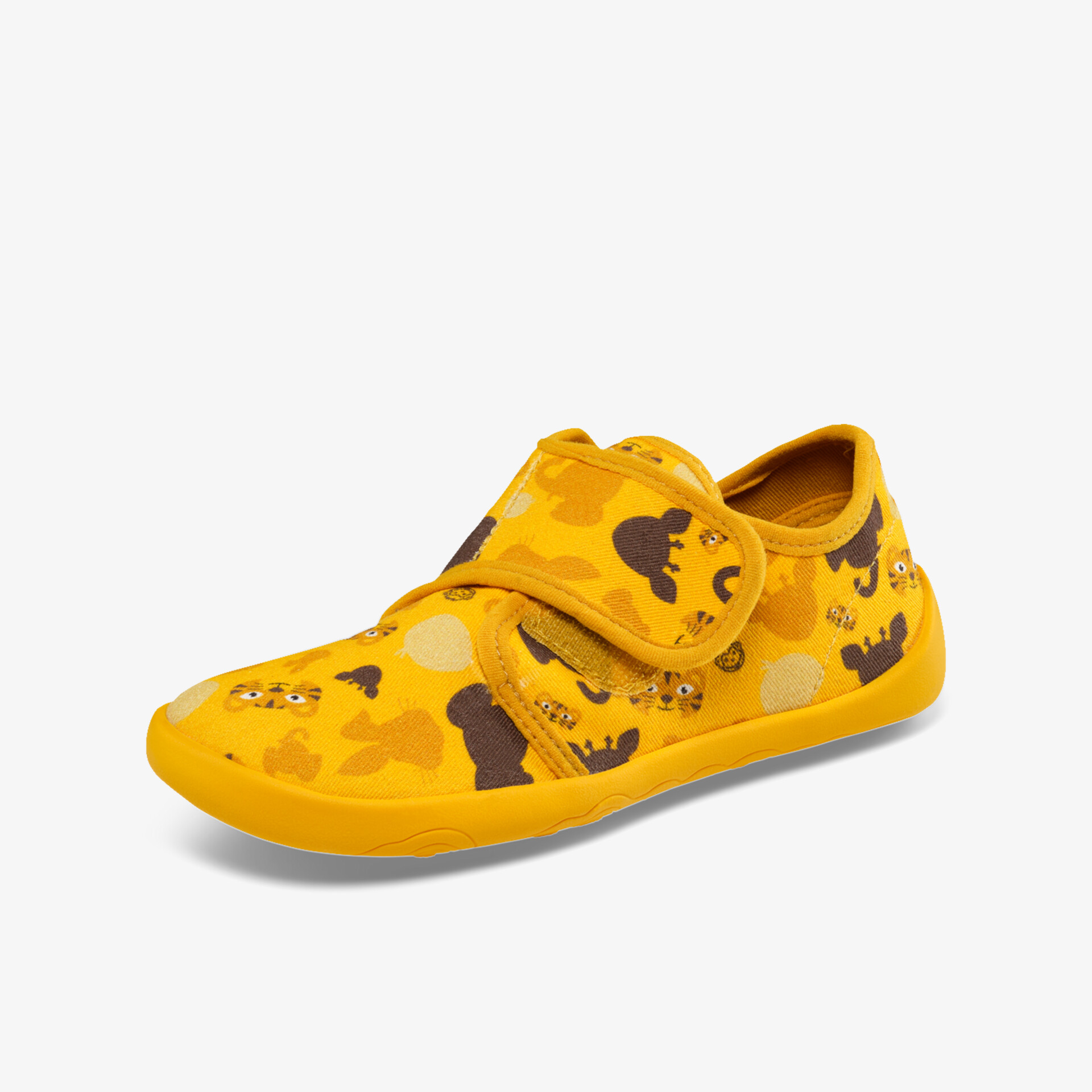 Gelber leichter Schuh mit praktischem Klettverschluss in sportlichem Design für optimalen Tragekomfort