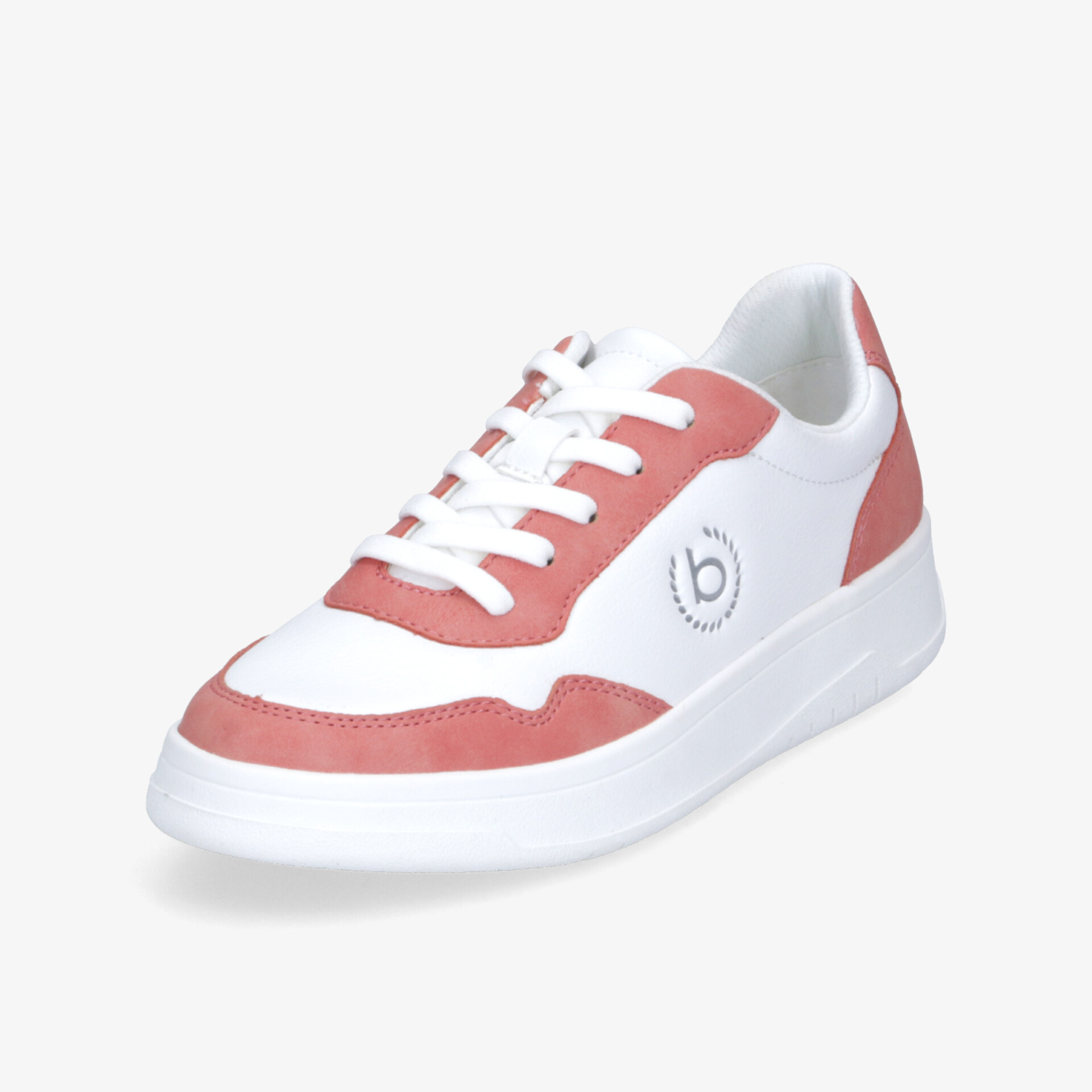 Moderner Sneaker mit elegantem Weiß und Korallrot, bequeme Passform und langlebige Laufsohle für Alltag und Freizeit