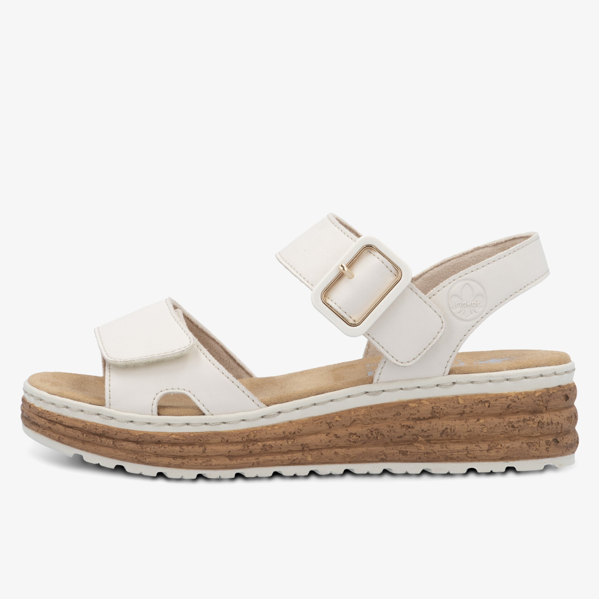 Bequeme weiße Sandale mit verstellbarem Riemen und gepolstertem Fußbett für stabilen Halt und modischen Look