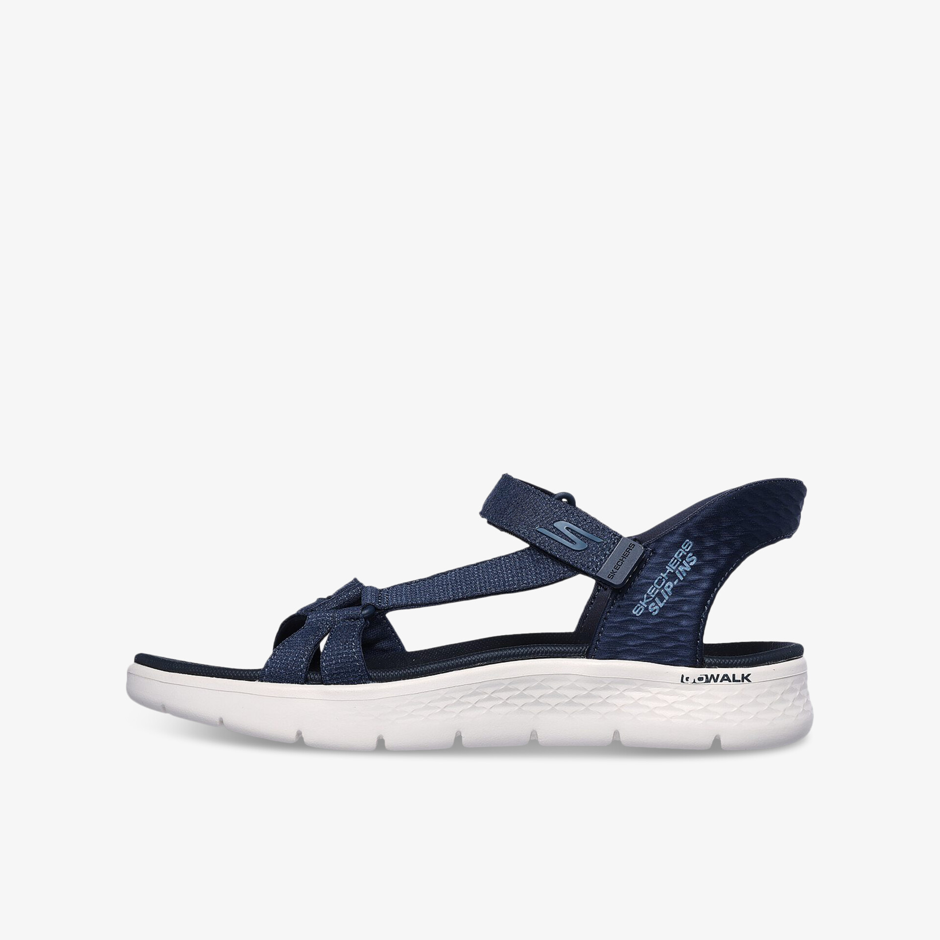 Seitenansicht eines leichten, bequemen Sportsandals mit verstellbarem Riemen und rutschfester Sohle
