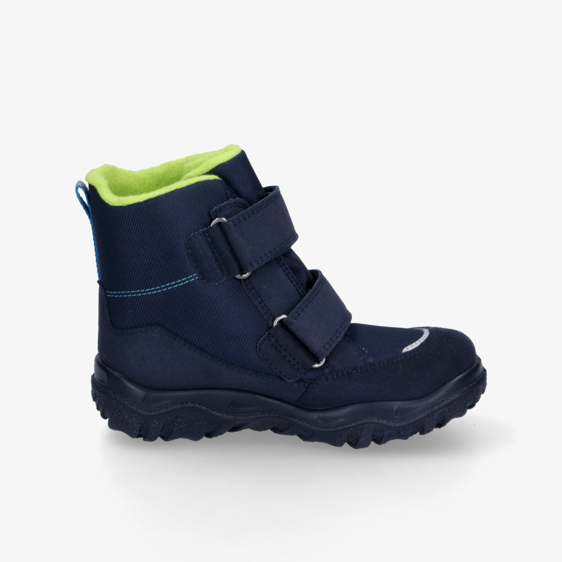 Robuster blaue Outdoor-Stiefel mit Klettverschluss und rutschfester Sohle, warm gefüttert für Komfort