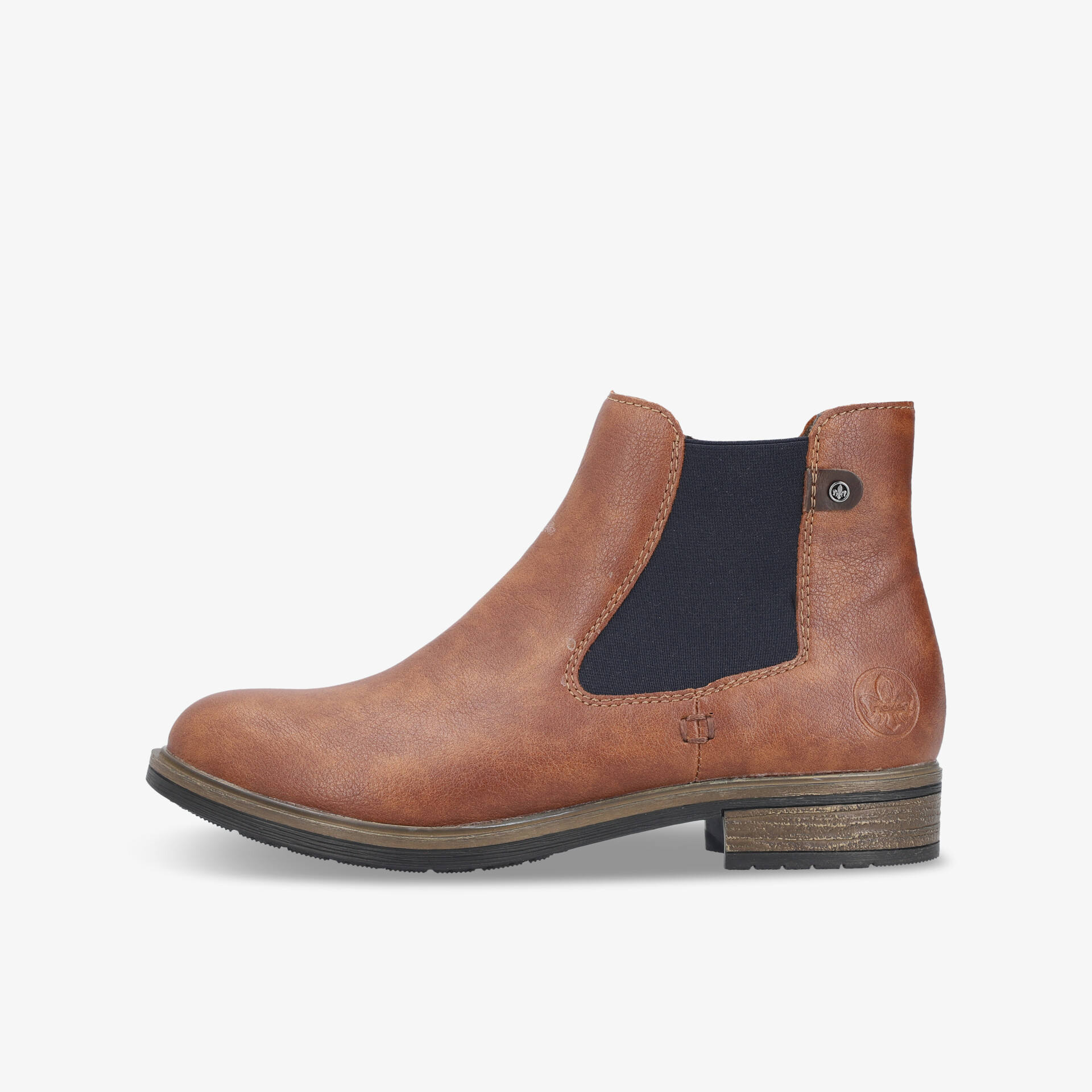 Eleganter brauner Chelsea Boot aus Leder mit elastischen Einsätzen und robustem Profil in seitlicher Ansicht