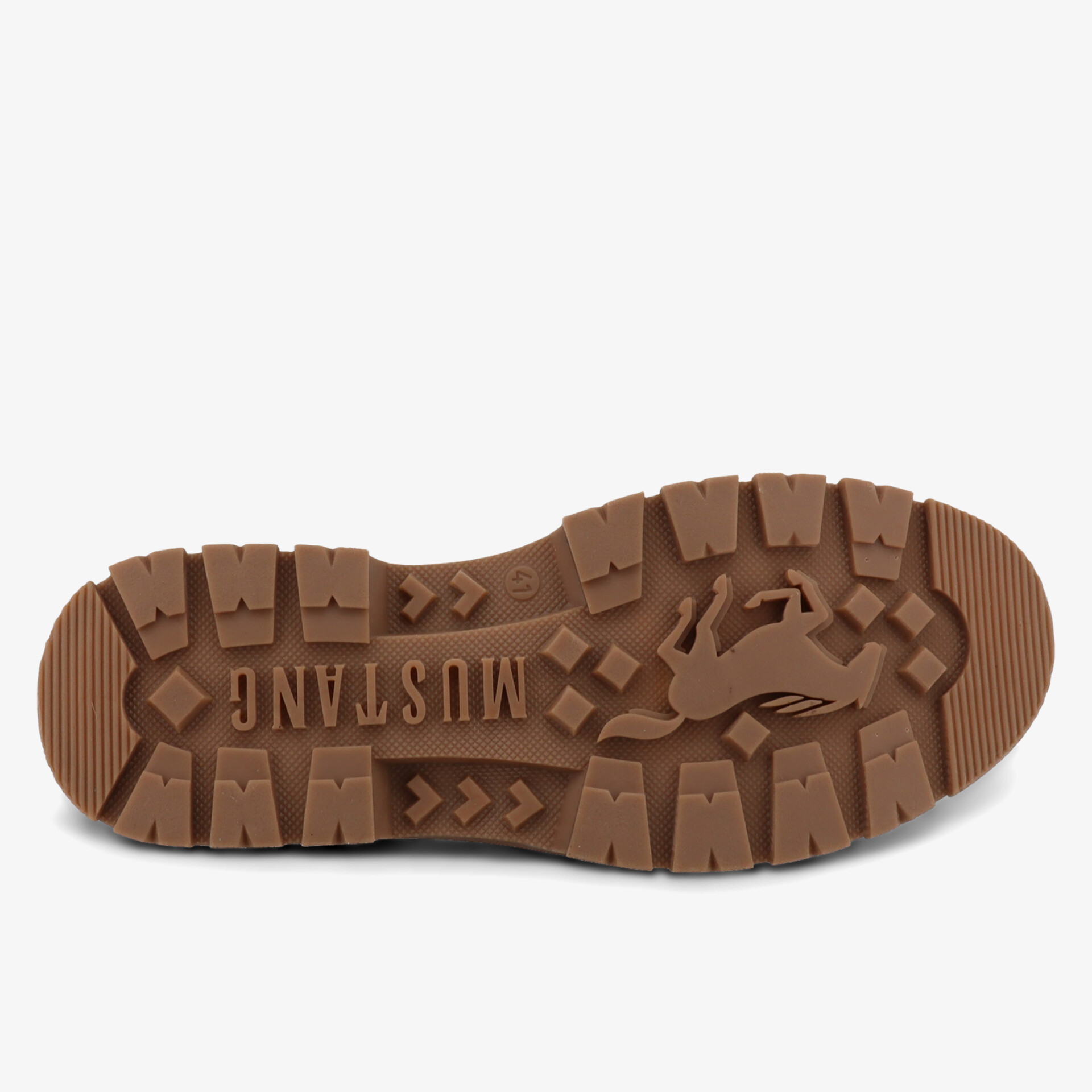 Braune robuste Gummisohle mit tiefem Profil für optimalen Halt und Langlebigkeit