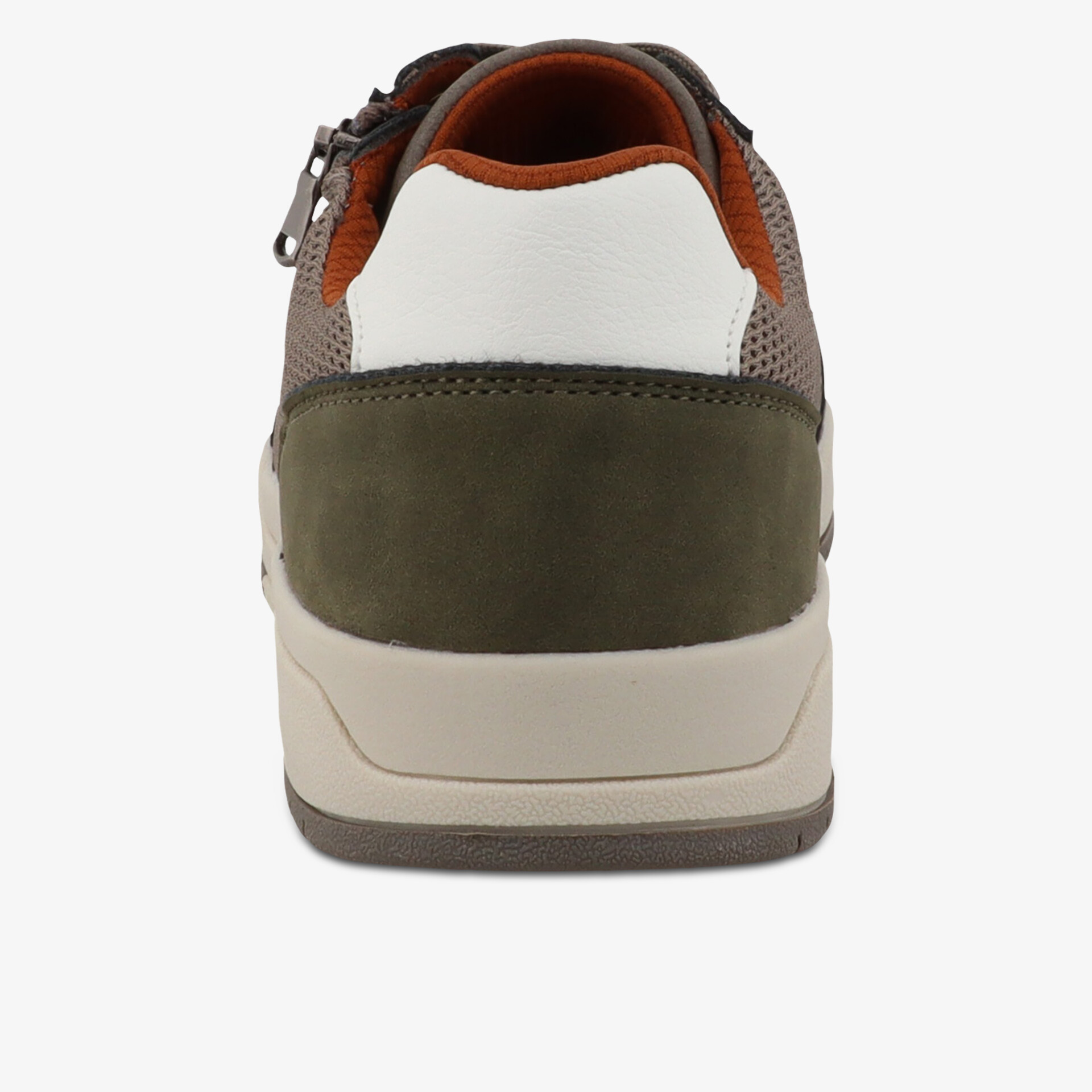 Rückansicht eines robusten Schuhs mit komfortabler Passform und rutschfester Sohle in modischem Design