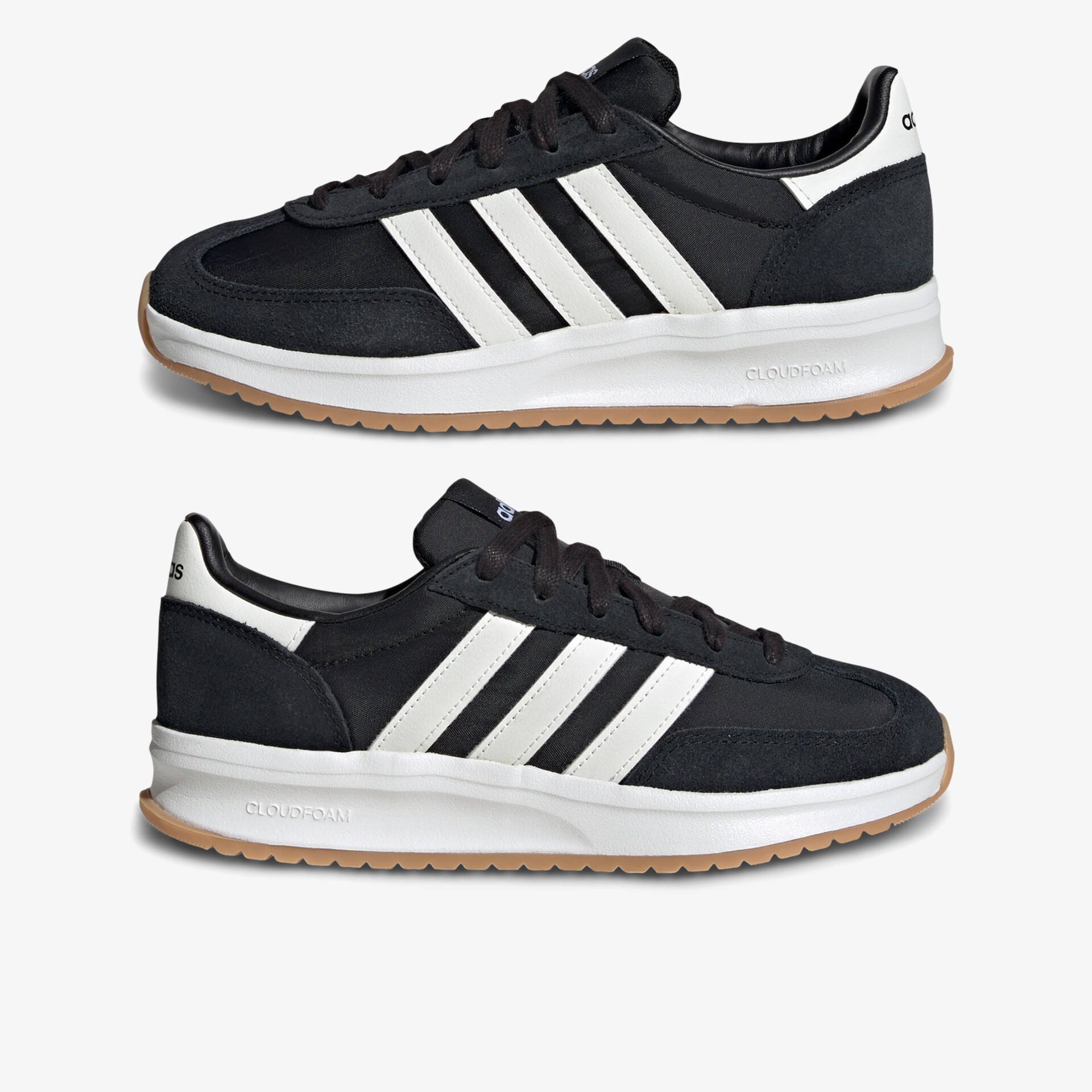 Schwarze Sneaker mit weißen Streifen und Gumsohle für komfortablen Alltag und sportlichen Look