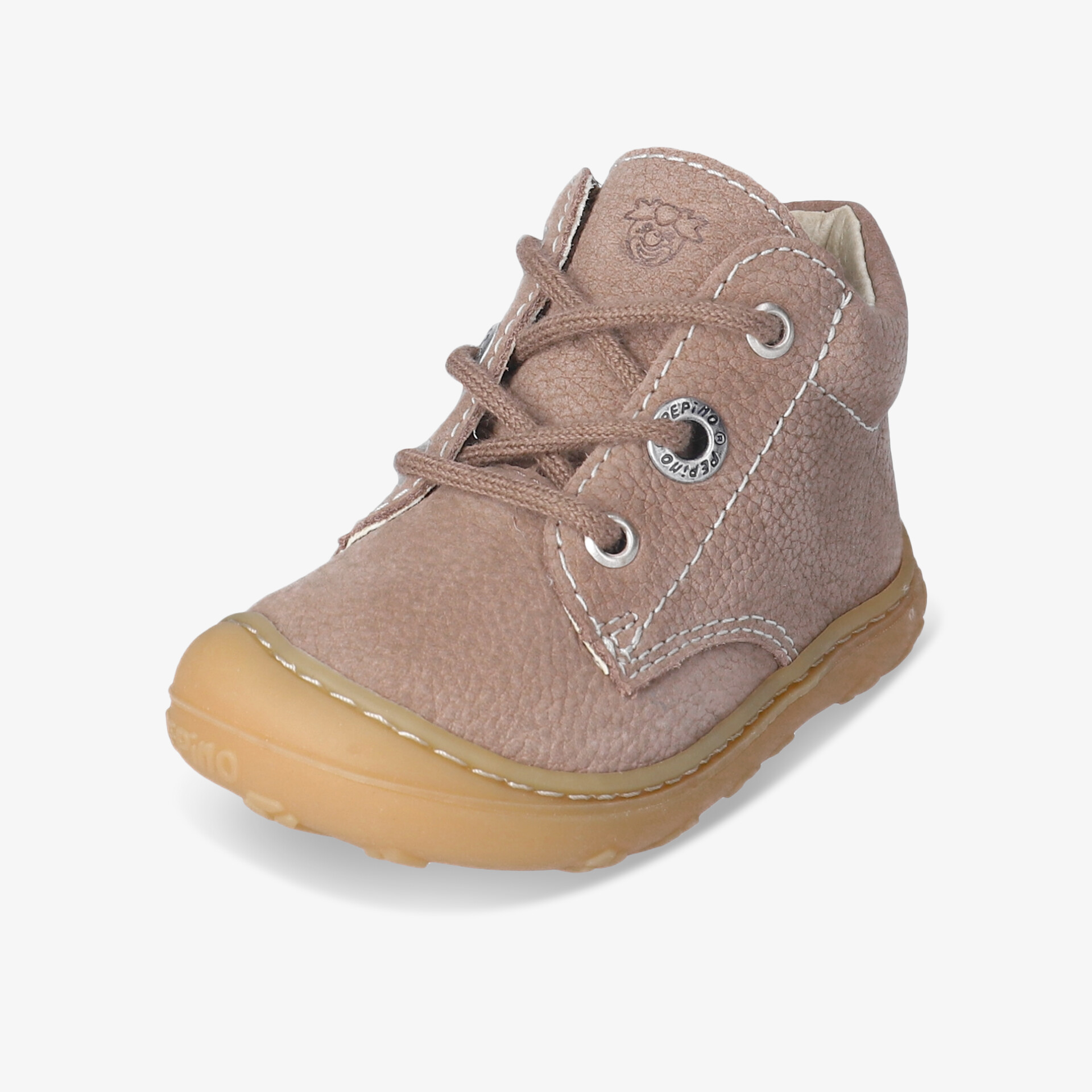 Robuster Kinderschuh aus braunem Leder mit rutschfester Sohle und bequemer Passform für optimalen Halt
