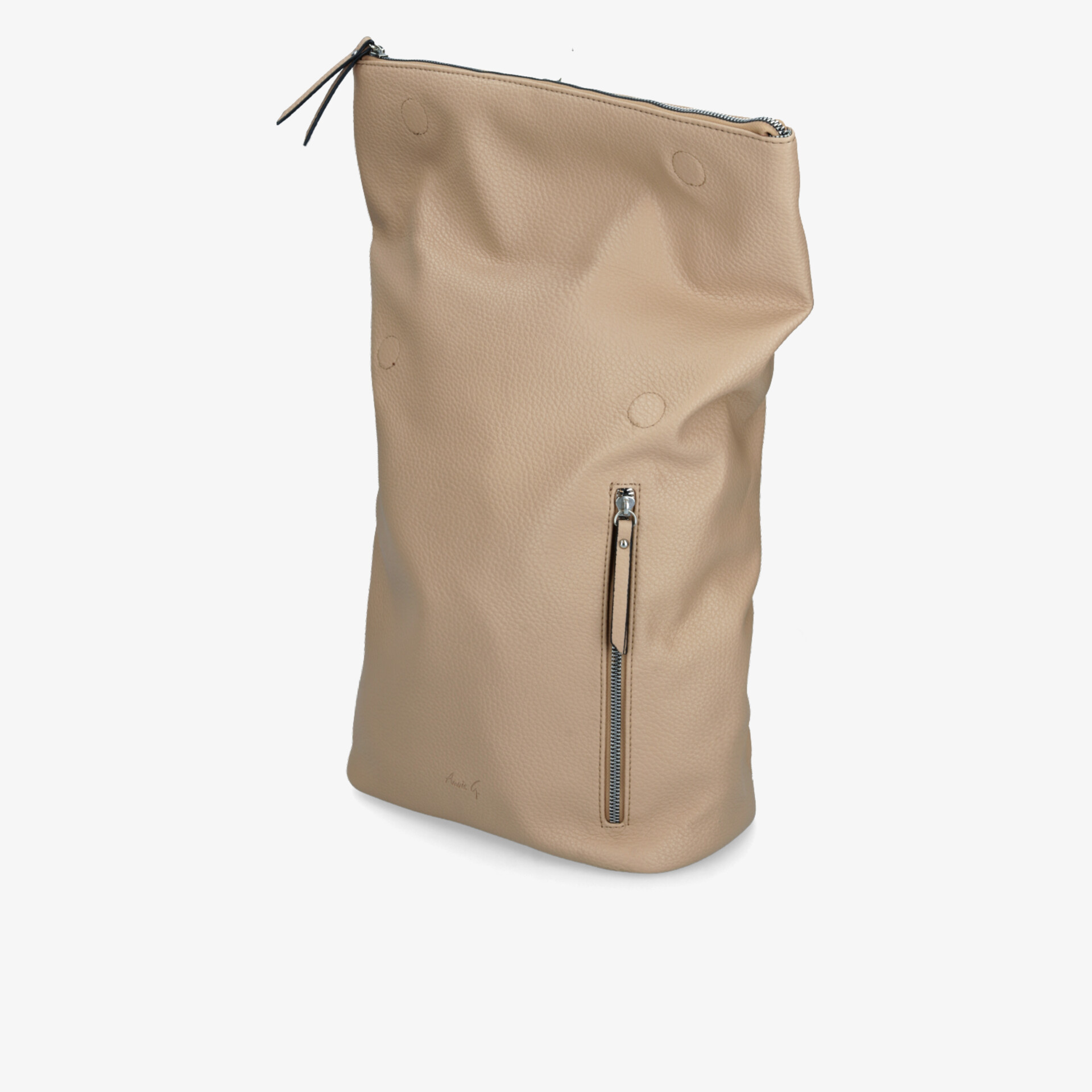 Beige Tasche mit elegantem Design und praktischem Reißverschluss für vielseitige Verwendung.