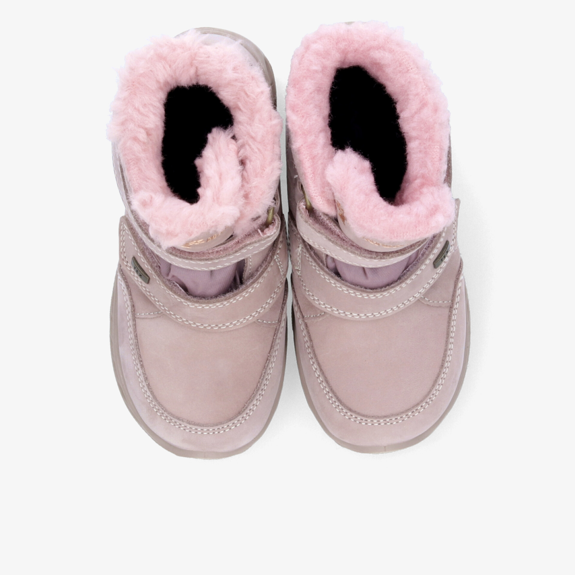 Warme Winterstiefel in Rosa mit weichem, kuscheligem Innenfutter und stabiler, rutschfester Sohle in Draufsicht