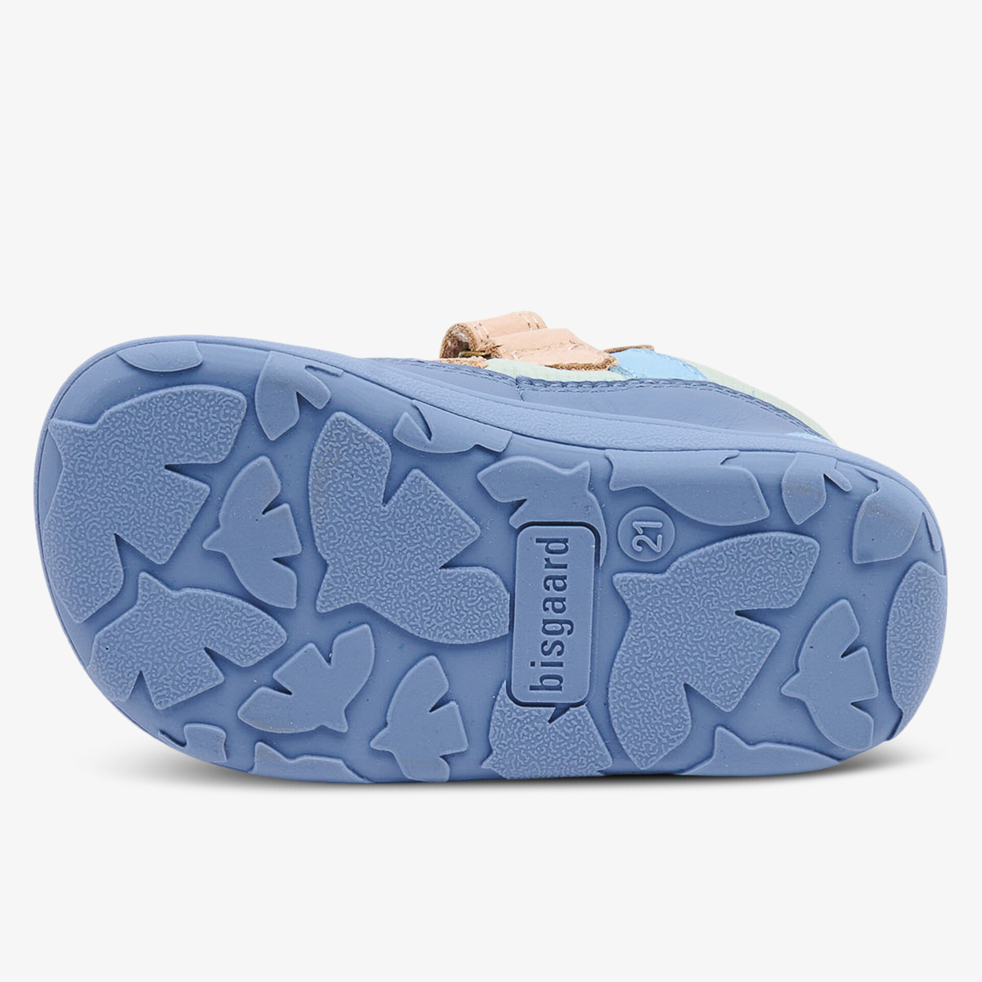 Blaues Schuhprofil aus strapazierfähigem Material mit rutschfestem Design.