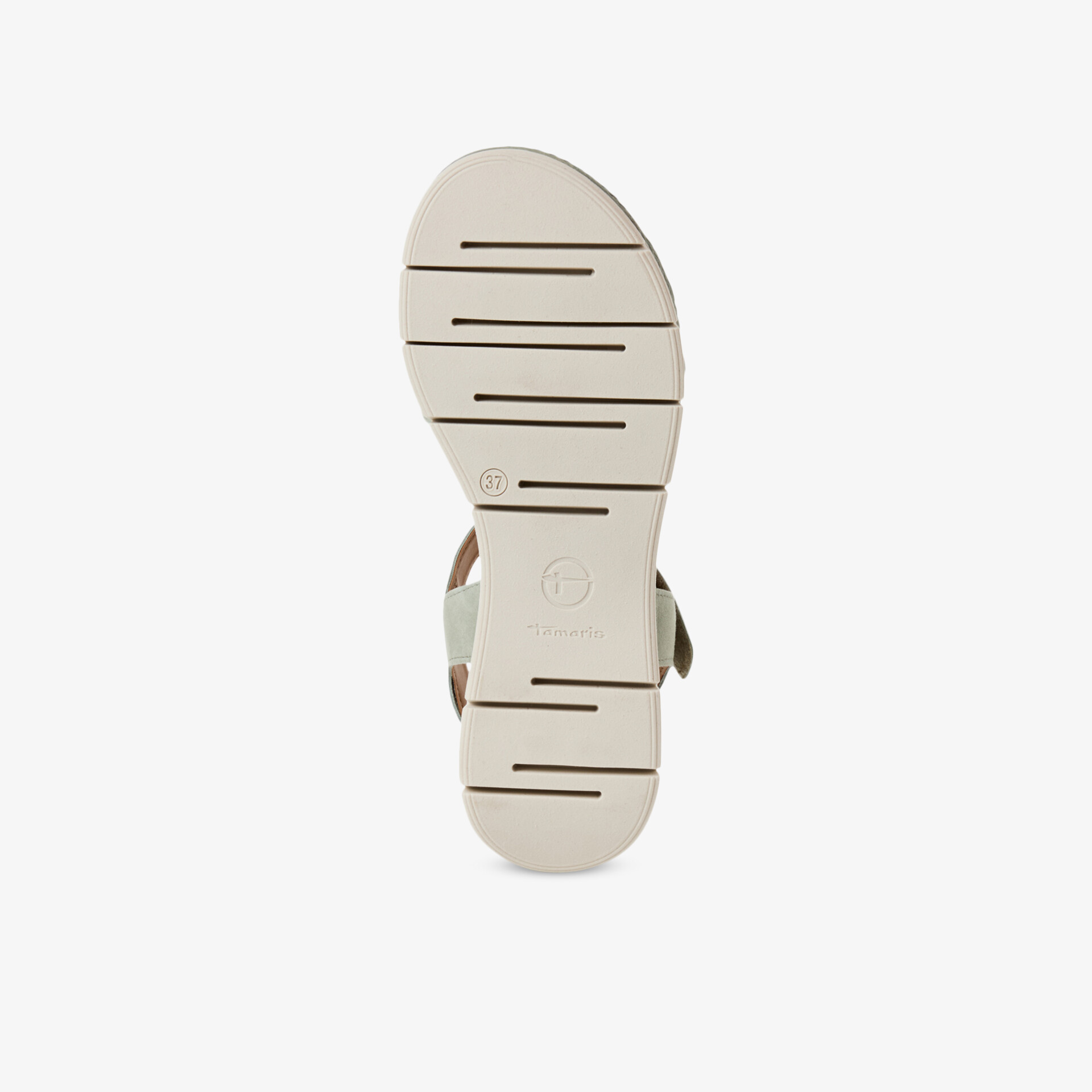 Weiße Schuhsohle mit flexiblen Rillen für rutschfesten und komfortablen Halt sowie langlebige Nutzung