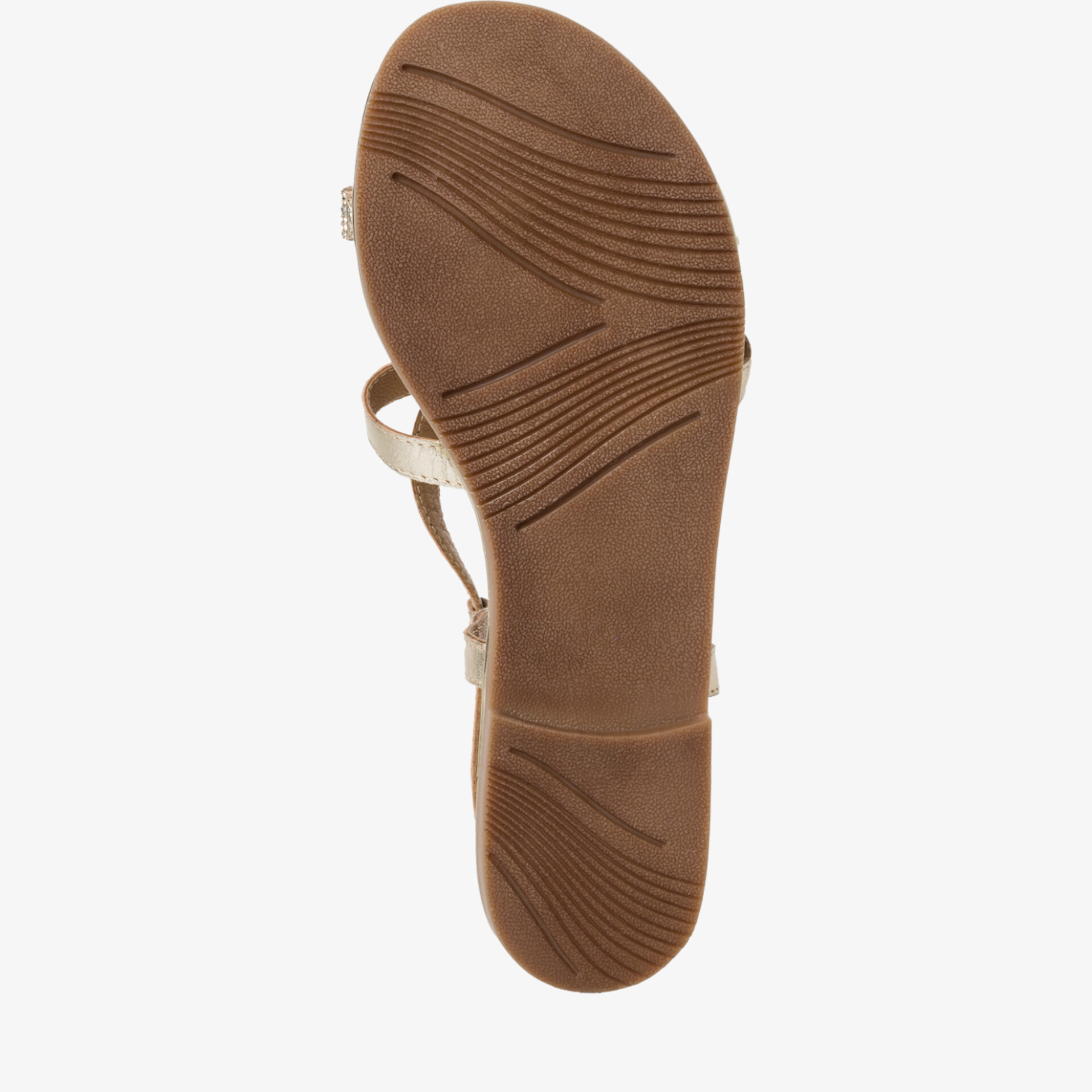 Profilierte braune Sohle einer Sandale für optimalen Halt und Komfort