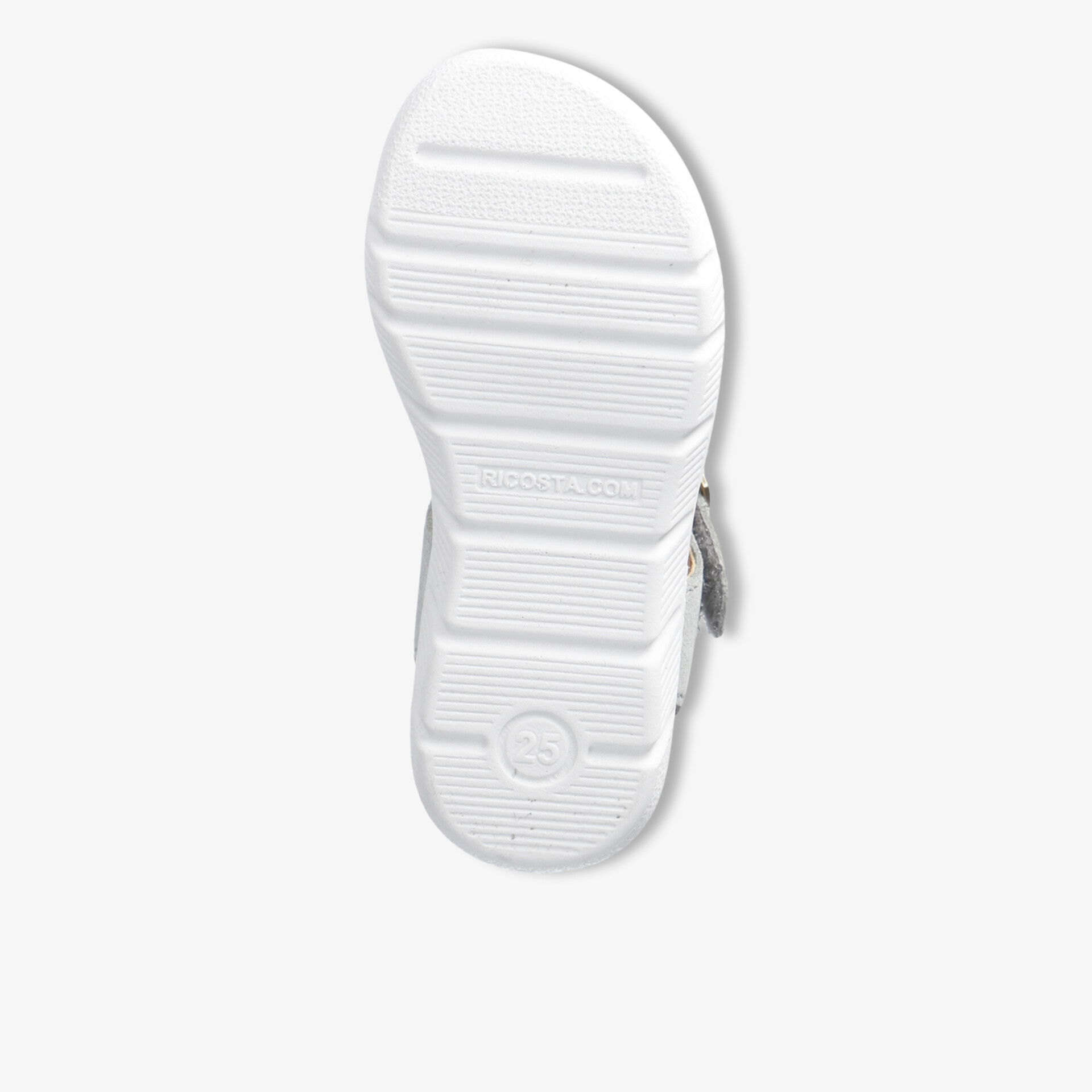 Weiße rutschfeste Sohlenansicht mit profiliertem Design, robust und langlebig