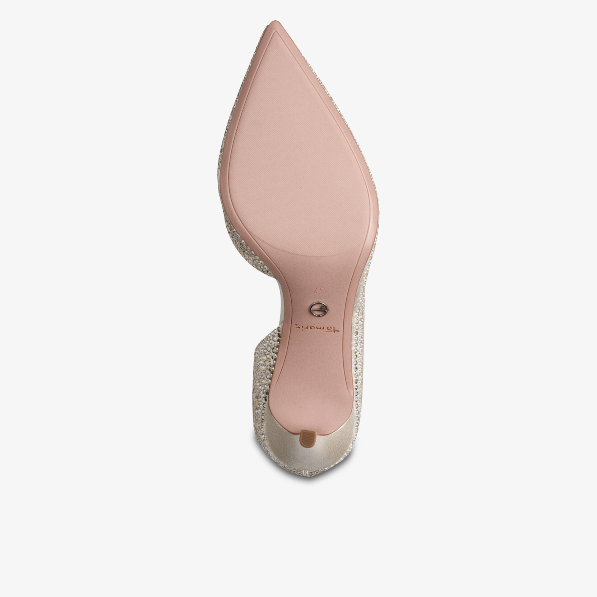 Schuhunterseite mit eleganter spitzer Sohle und sauber gearbeiteter Lederferse in hochwertiger Optik