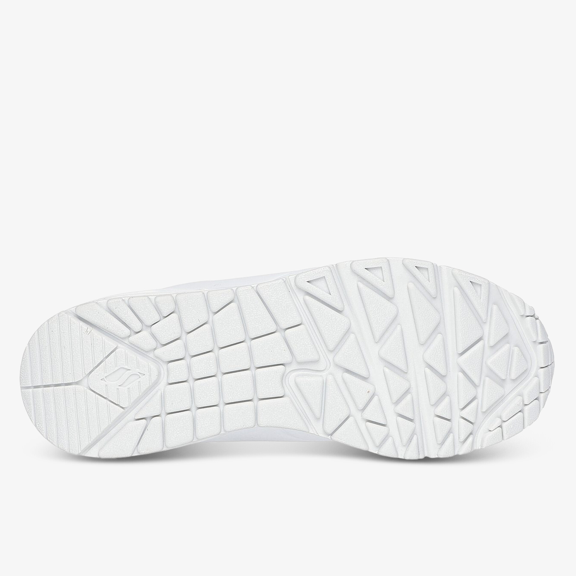 Weiße Gummisohle mit rutschfestem Profil für optimalen Halt und langlebige Traktion.