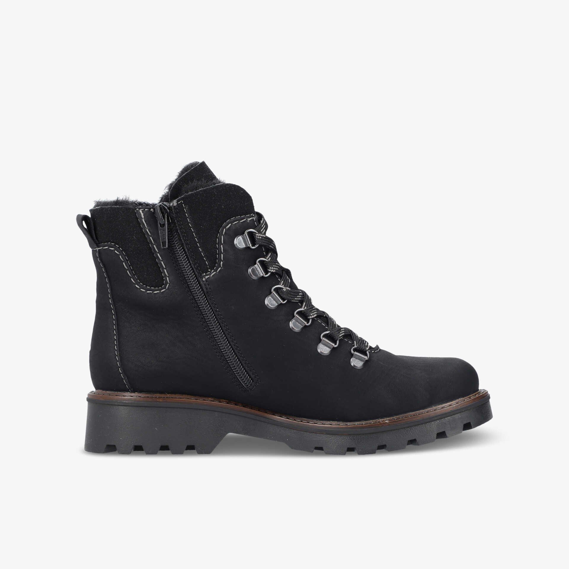 Robuster schwarzer Winterstiefel mit rutschfester Sohle und praktischem Reißverschluss für bequemen Halt