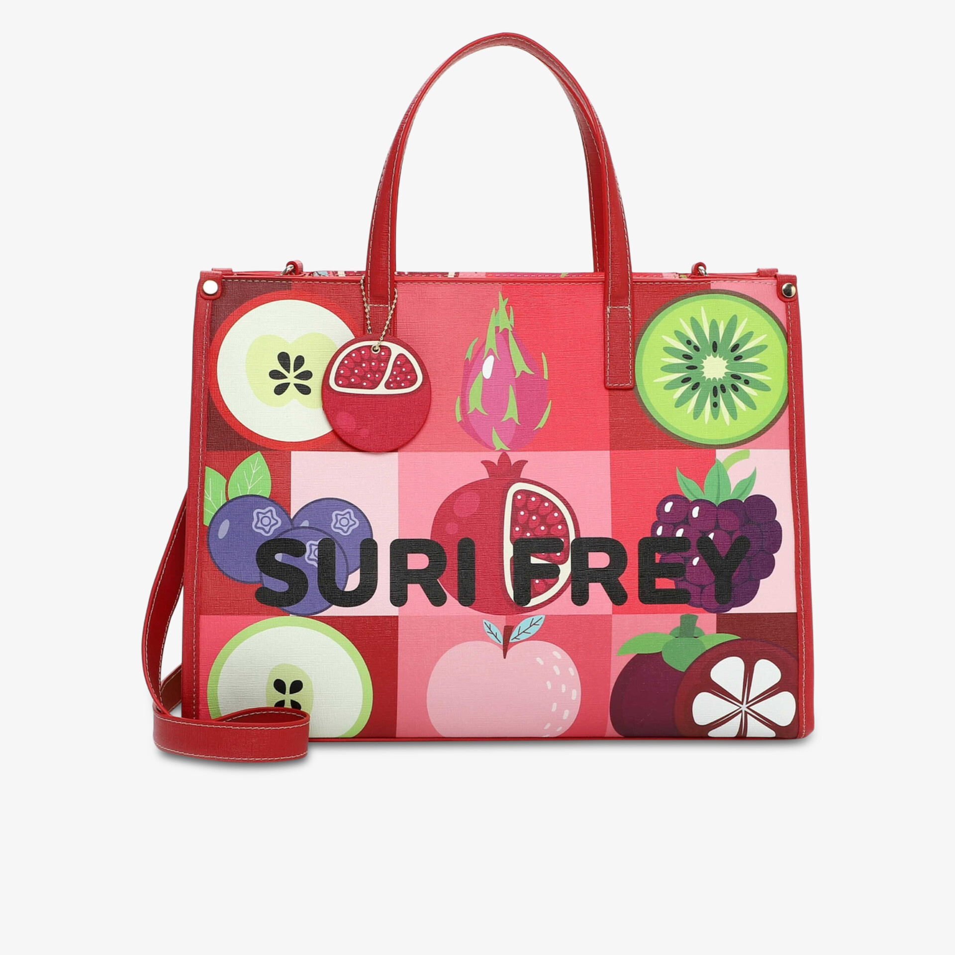 Bunte Designertasche mit auffälligem Print und handlicher Größe. Perfekt für stilvolle Outfits.