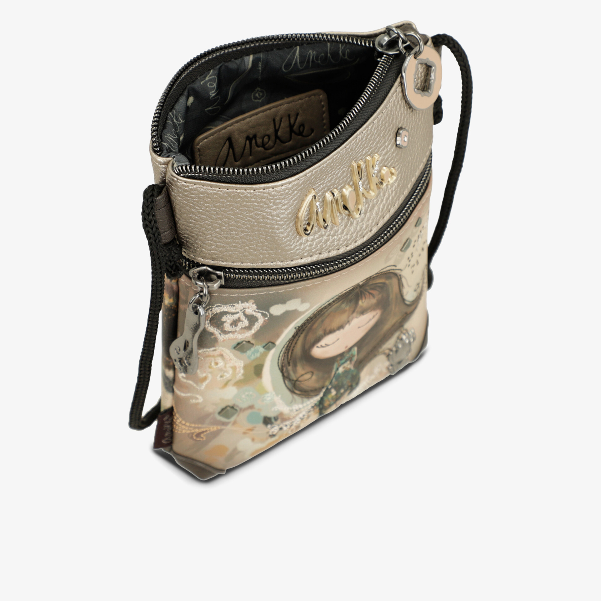 Kleine bedruckte Umhängetasche mit Reißverschluss, handlich und modisch für praktische Aufbewahrung