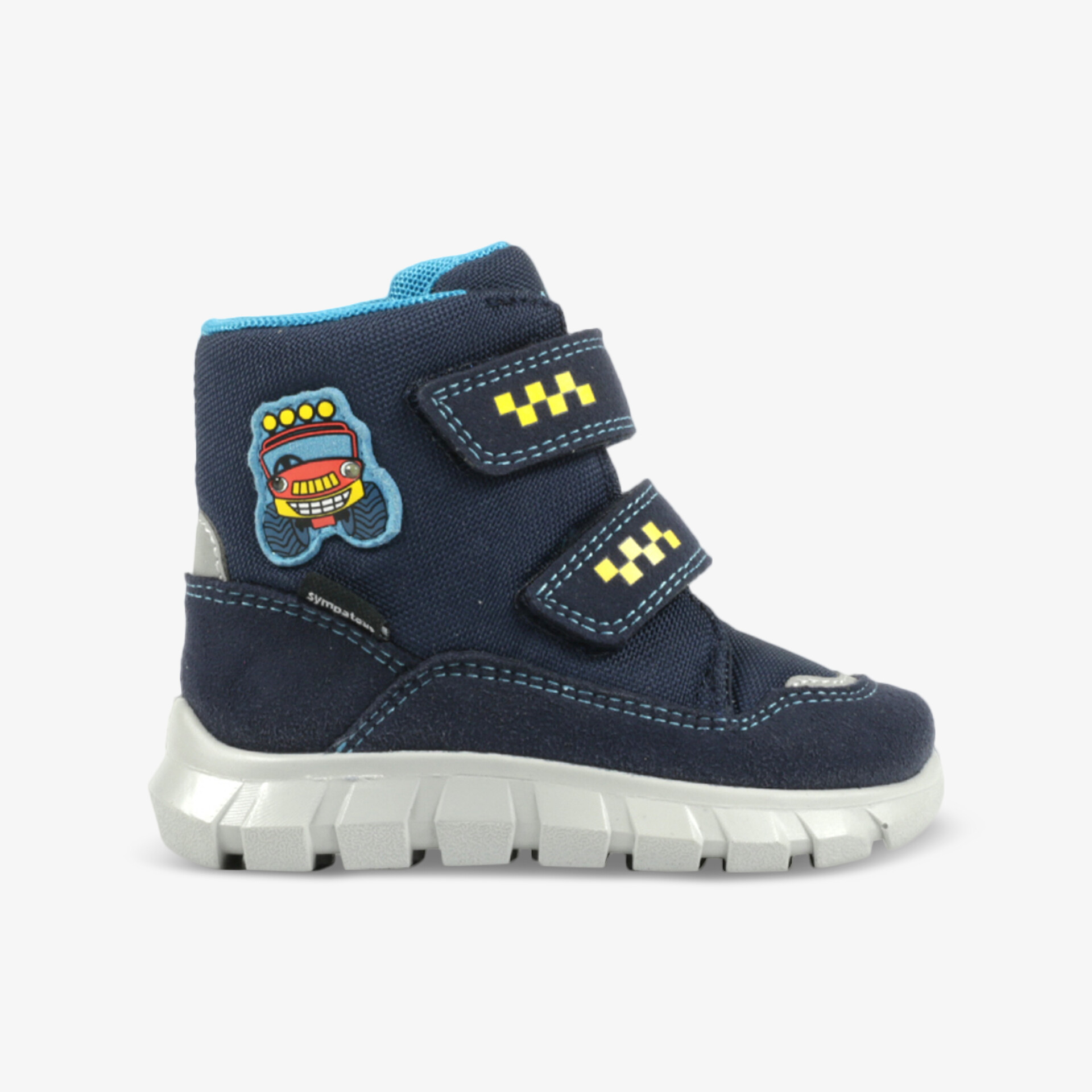 Warmer und robuster Kinderschuh in Blau mit praktischem Klettverschluss und rutschfester Sohle für optimale Sicherheit