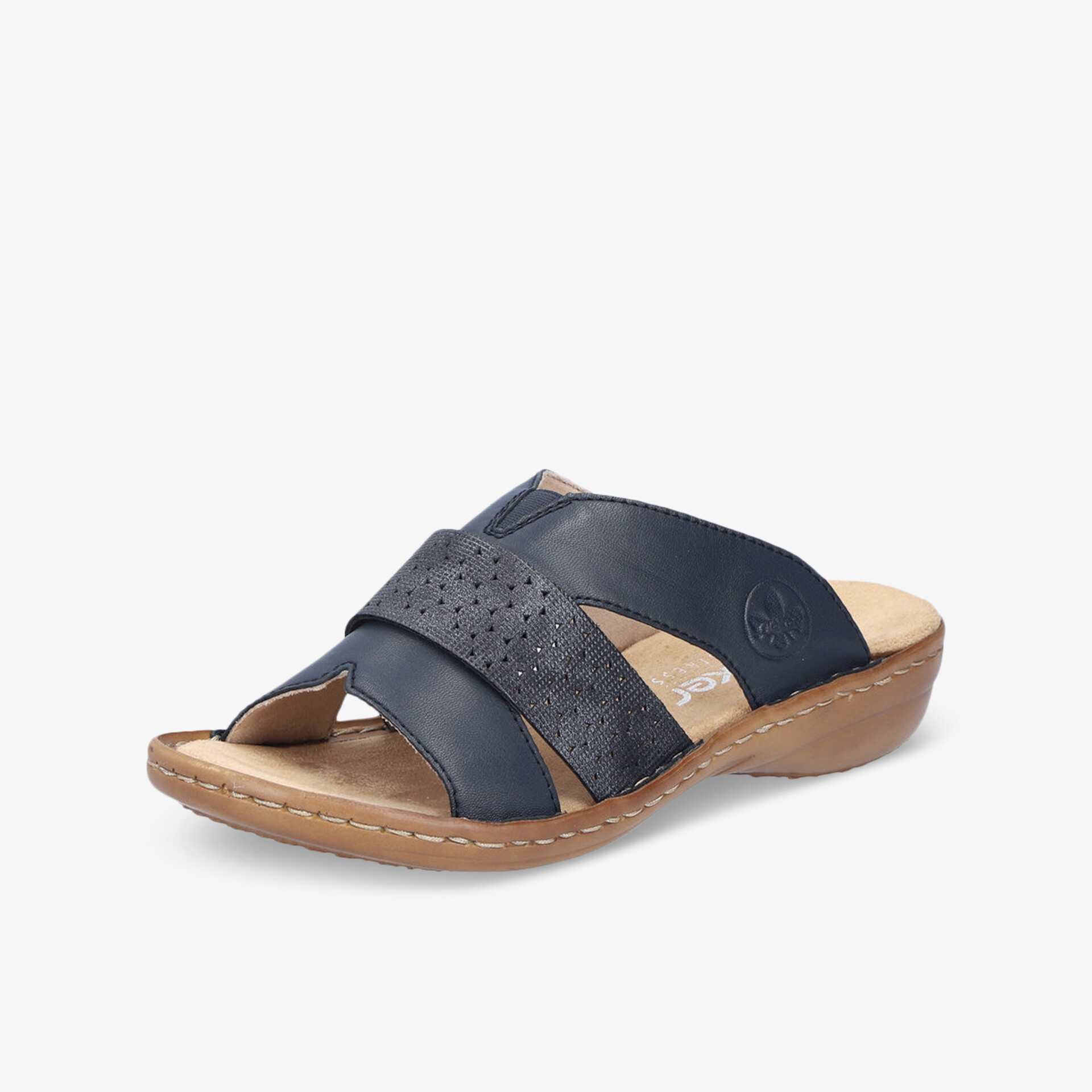 Bequemer dunkelblauer Lederslipper mit gepolsterter Innensohle und rutschfester Sohle für ganztägigen Komfort