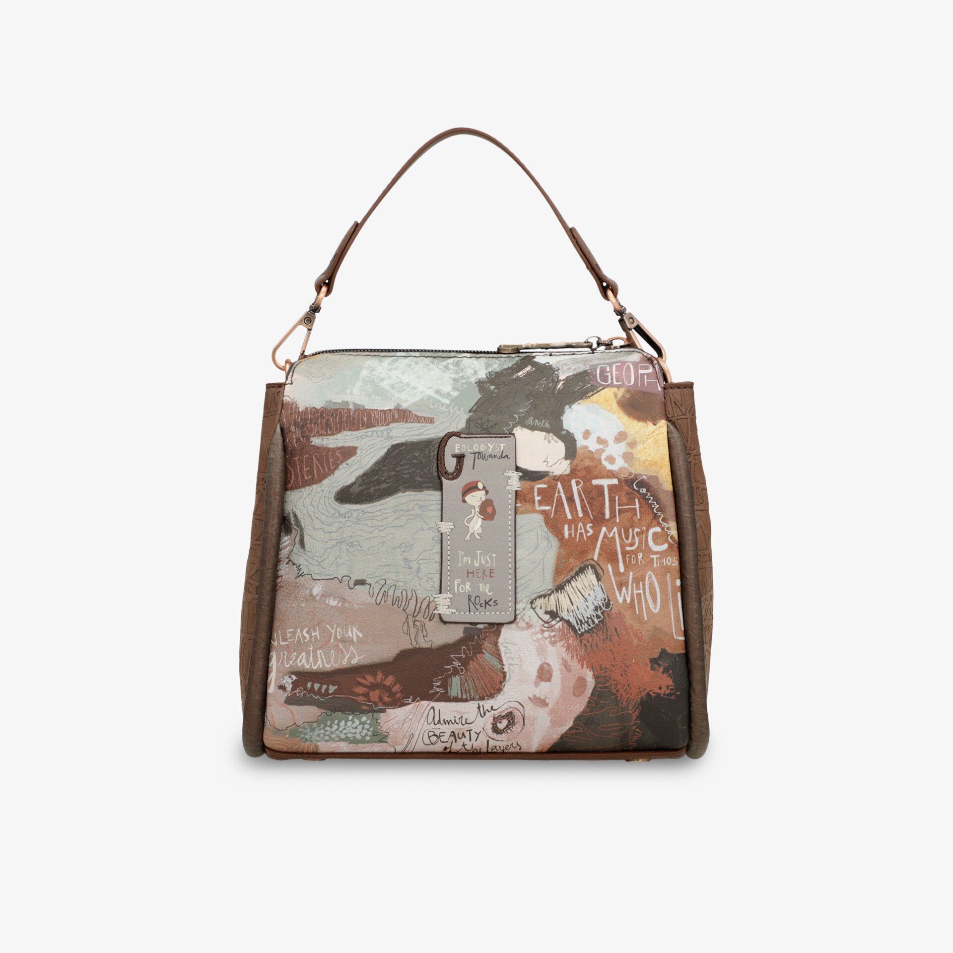 Moderne Camouflage-Handtasche mit stabilem Tragegriff und kompaktem, funktionalem Design vorne sichtbar