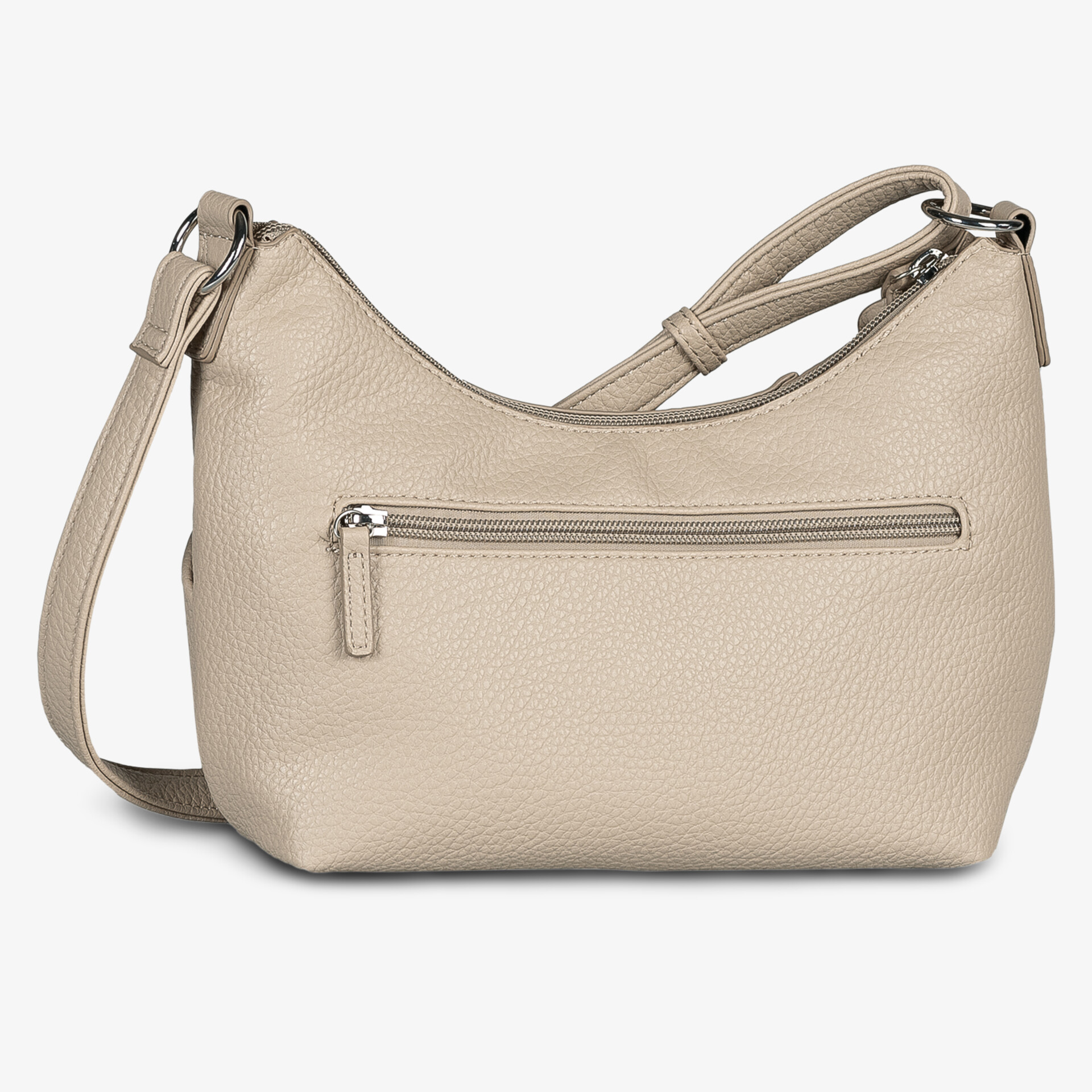 Beige Handtasche mit weichem Material, praktische Reißverschlusstasche und verstellbarem Schulterriemen