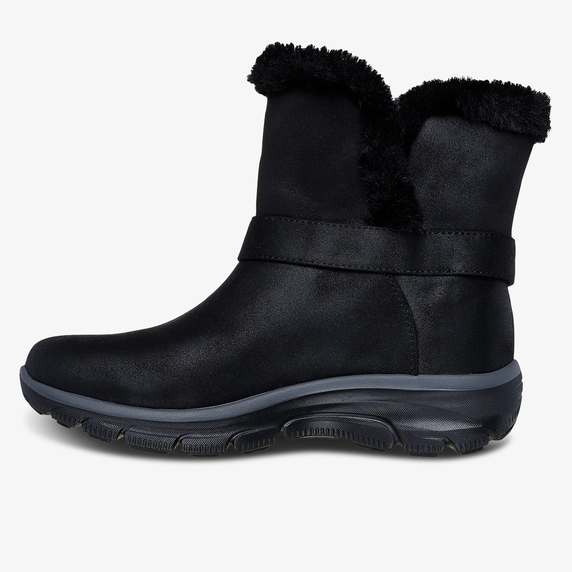 Schwarzer Winterstiefel mit warmem Innenfutter und rutschfester Sohle, bequemer und robuster Schuh